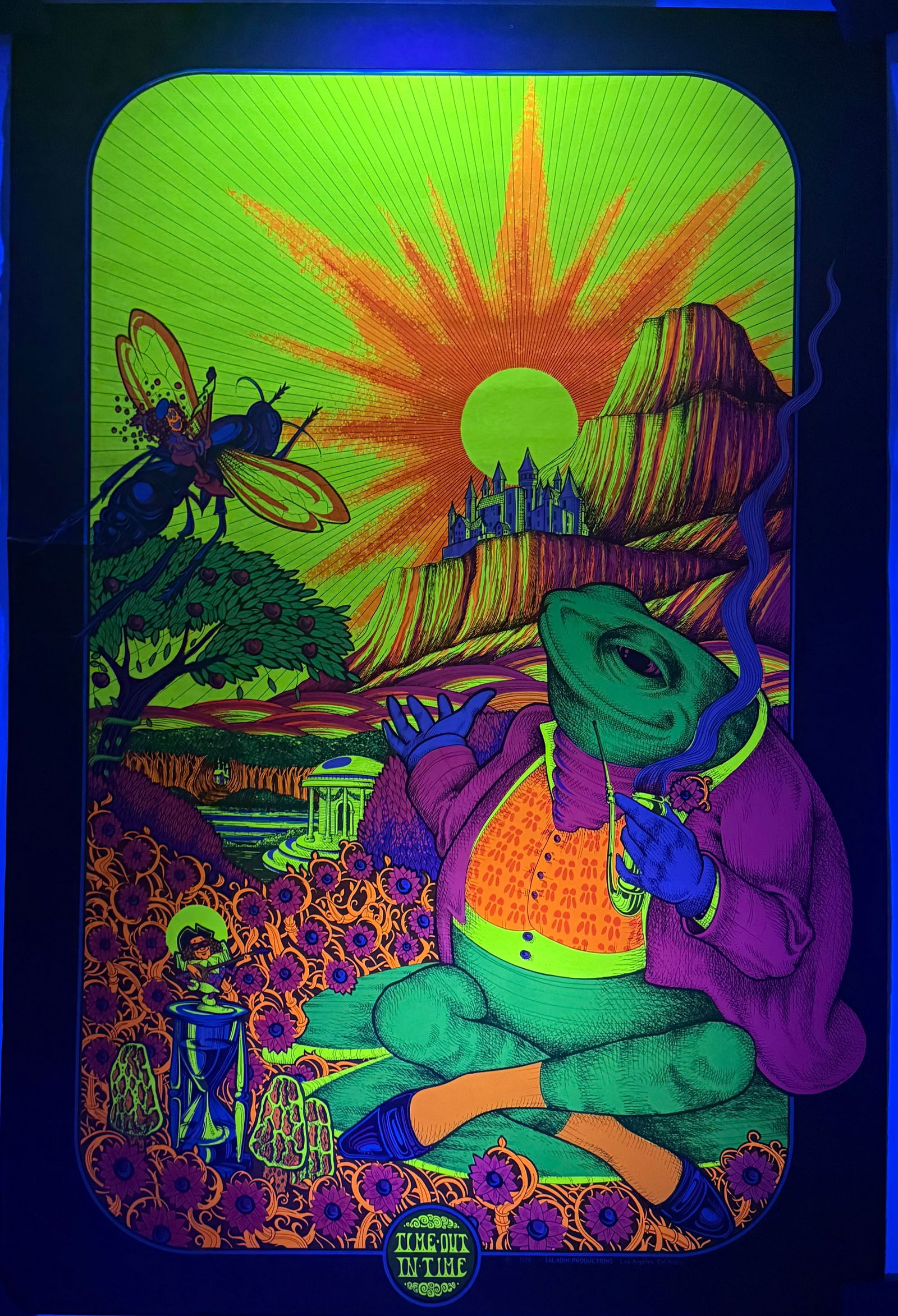Vintage Joe Petagno Time Out In Time Psychedelic Blacklight Poster, 1970 (1 of 12)