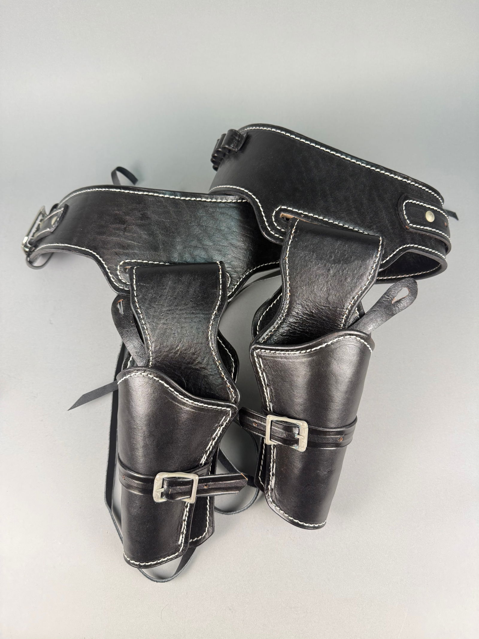 Western Buscadero Black Leather Double Holster Rig with Cartridge Belt (1 of 6)
