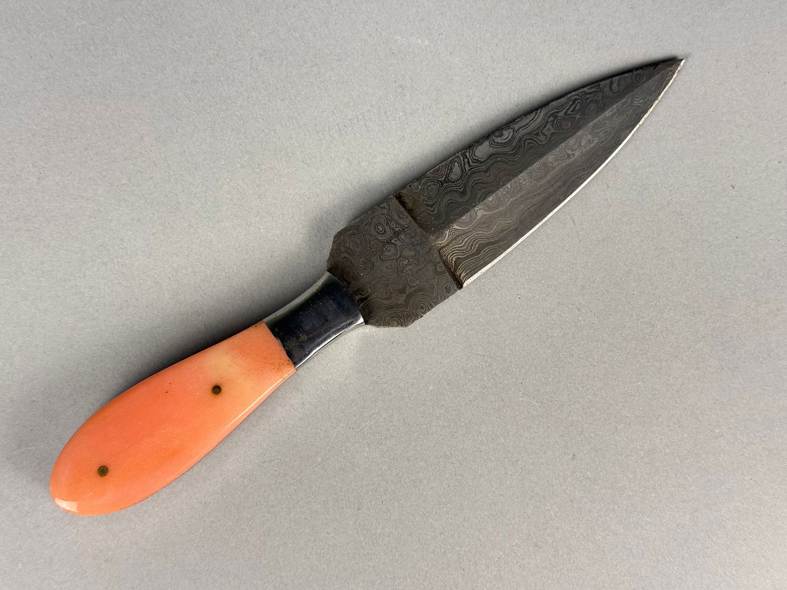 A Hand Forged Damascus Steel Fixed-Blade Dirk with Custom Resin Handle and Leather Sheath (1 of 7)