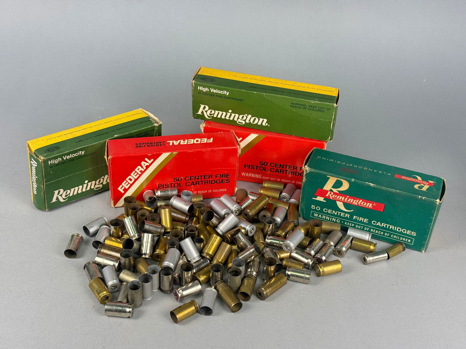 A Collection of Vintage Ammunition Boxes and Empty Pistol Casings (1 of 6)