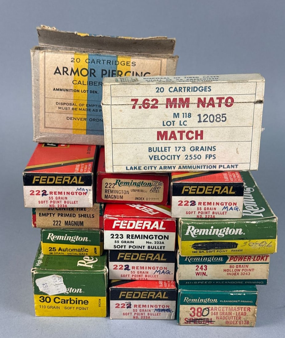 A Collection of Empty Ammunition Casings and Vintage Boxes (1 of 8)