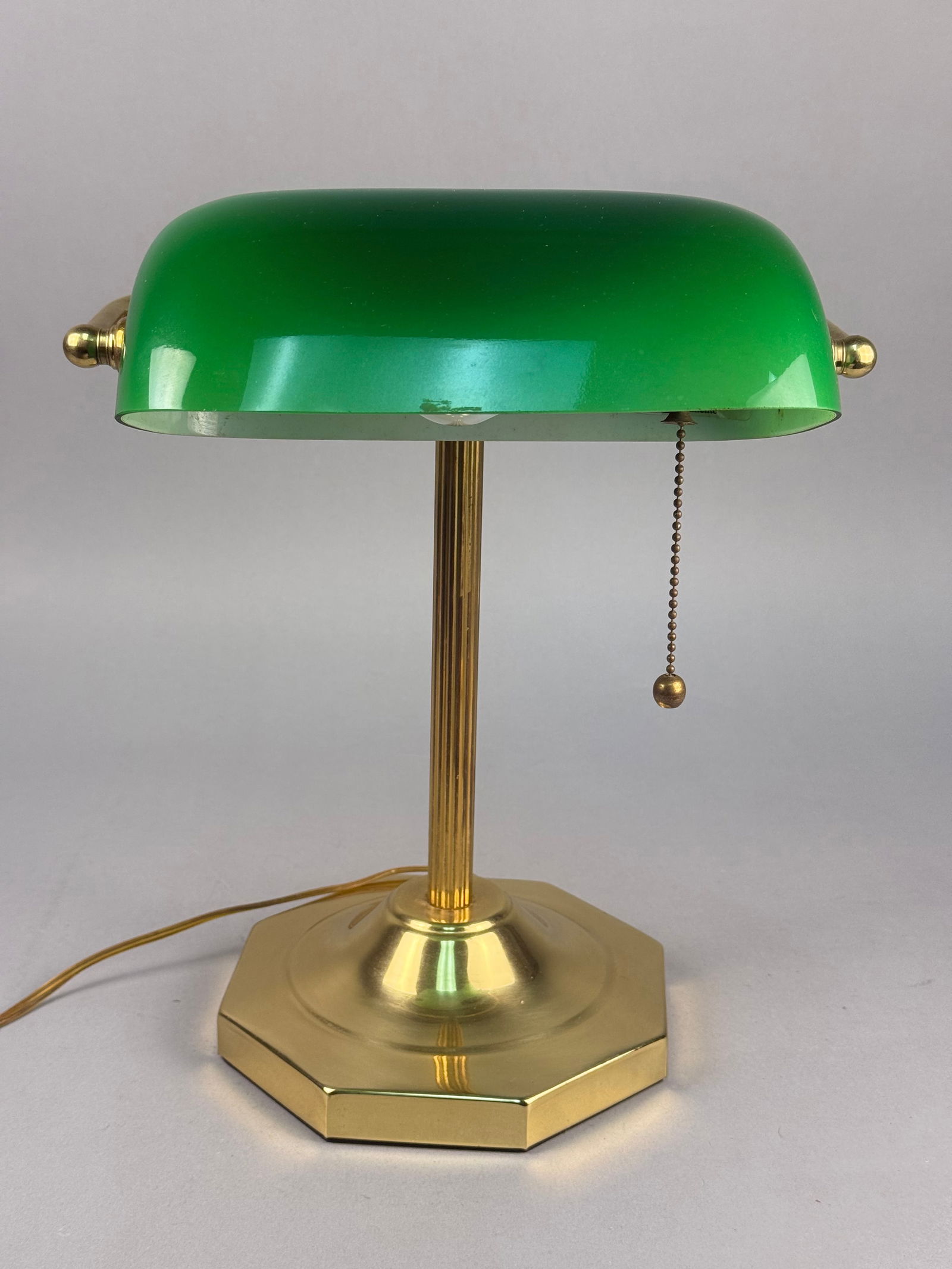 Wall Mounted Banker Style Lamp with Green Glass Shade (1 of 6)