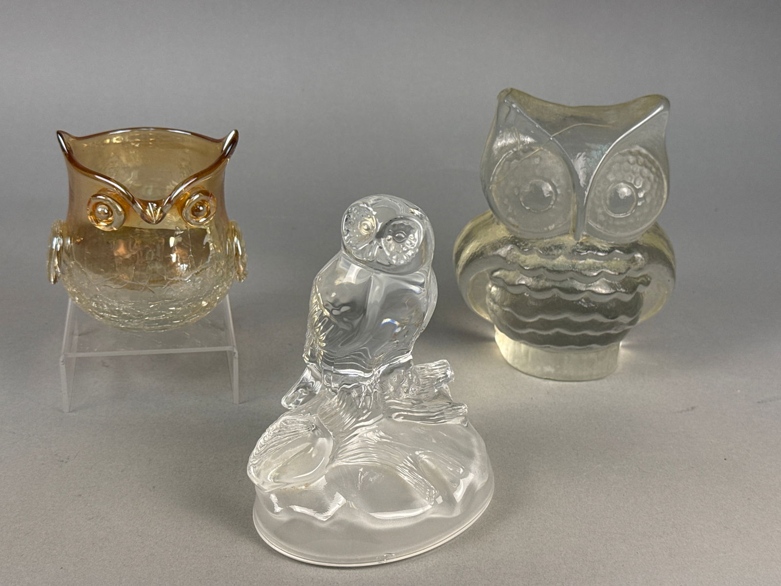 A Trio of Glass Owl Decorative Objects including Cristal d'Arques (1 of 12)