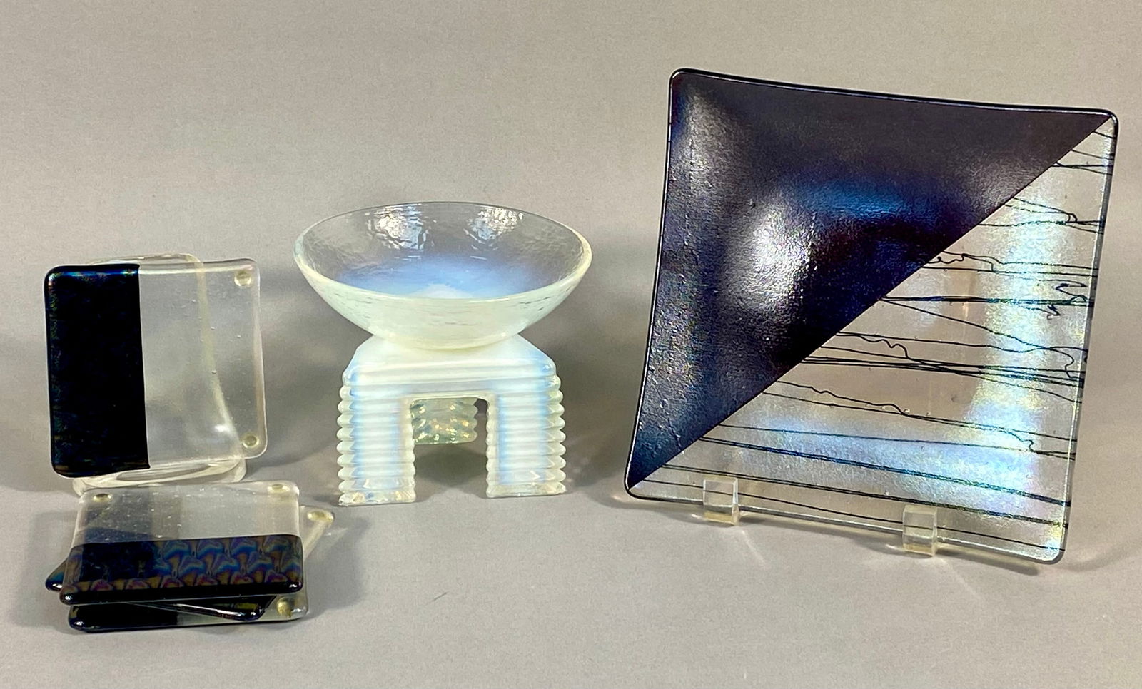 Fused Art Glass Items including Kurt McVay Plate (1 of 8)
