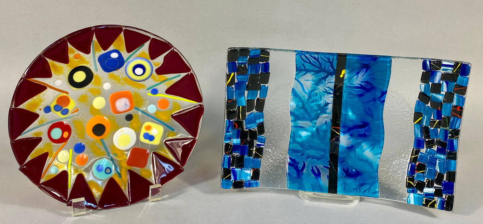 A Pair of Mermaids Treasure Contemporary Fused Art Glass Bowl and Platter (1 of 7)
