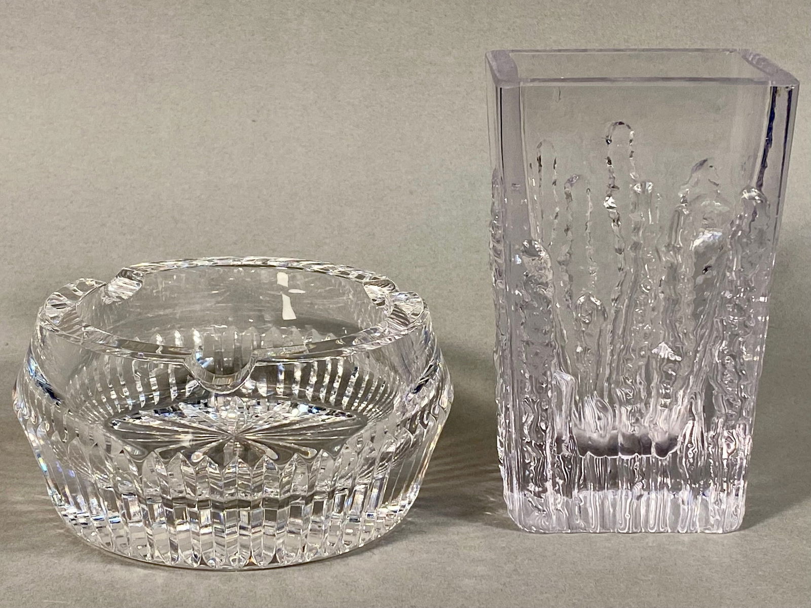 A Pair of Glass Items, including a Signed Modernist Style Vase and a Tyrone Cut Crystal Ashtray (1 of 8)