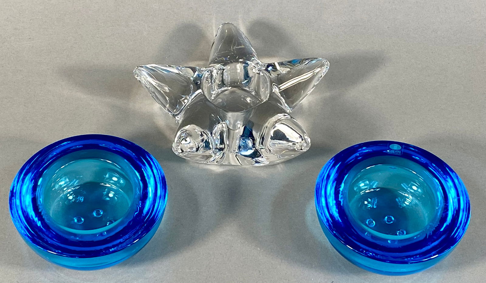 A Trio of Scandinavian Glass Votive Holders Including Orrefors Starfish and iittala Blue Glass (1 of 8)