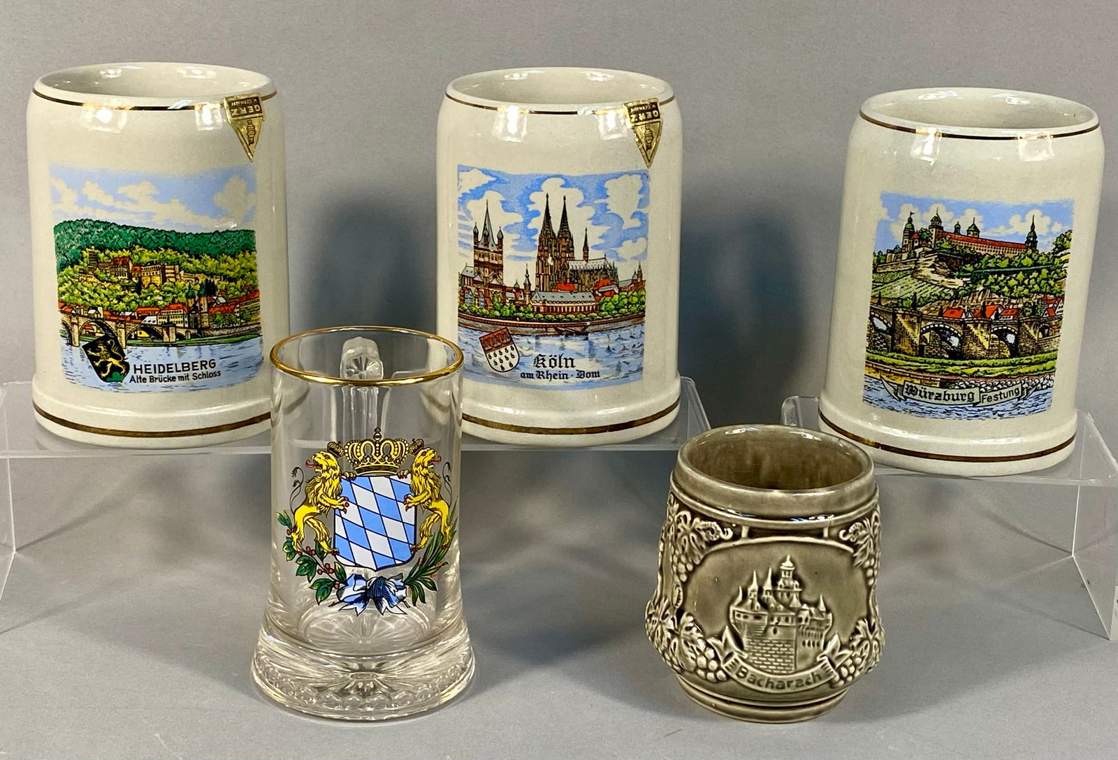 A Collection of Five Vintage German Souvenir Steins and Mugs (1 of 8)