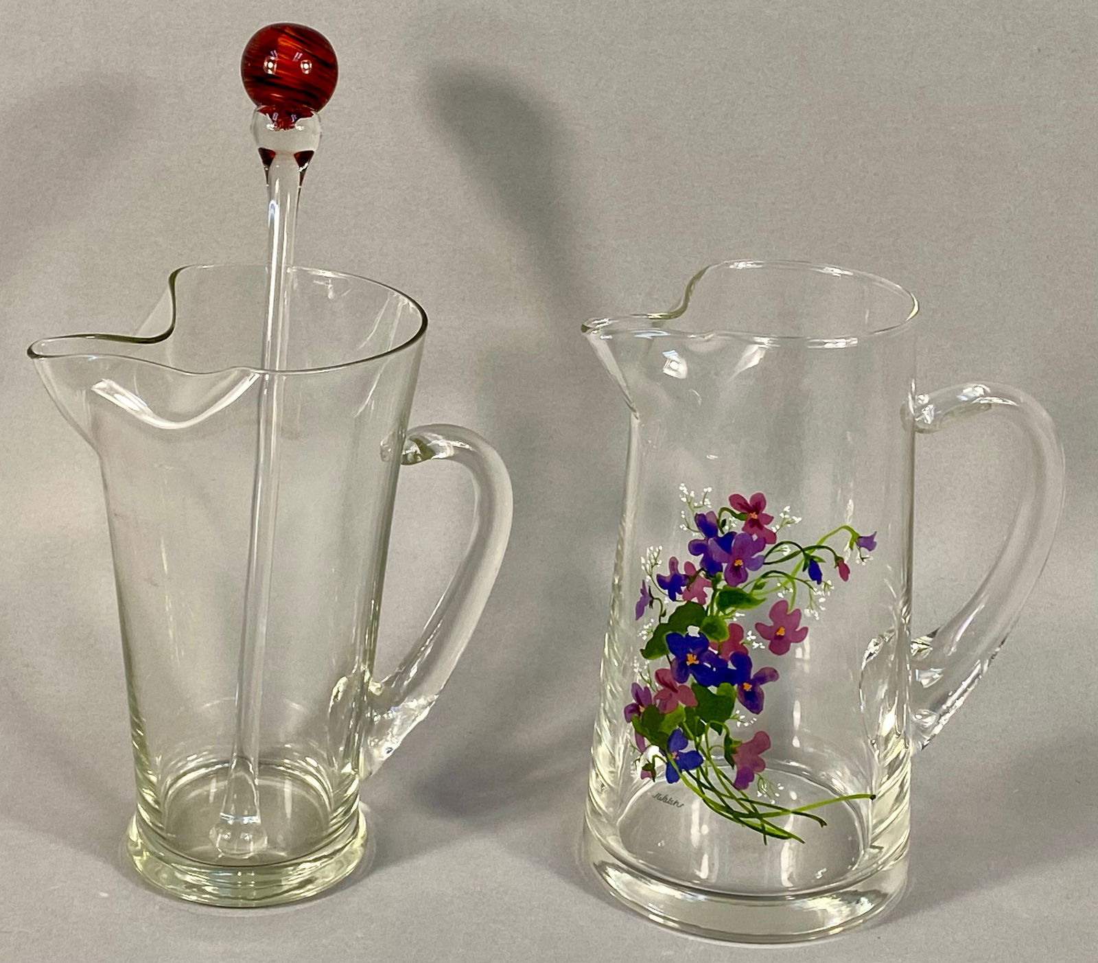 Two Glass Cocktail Pitchers and Glass Stirrer (1 of 8)