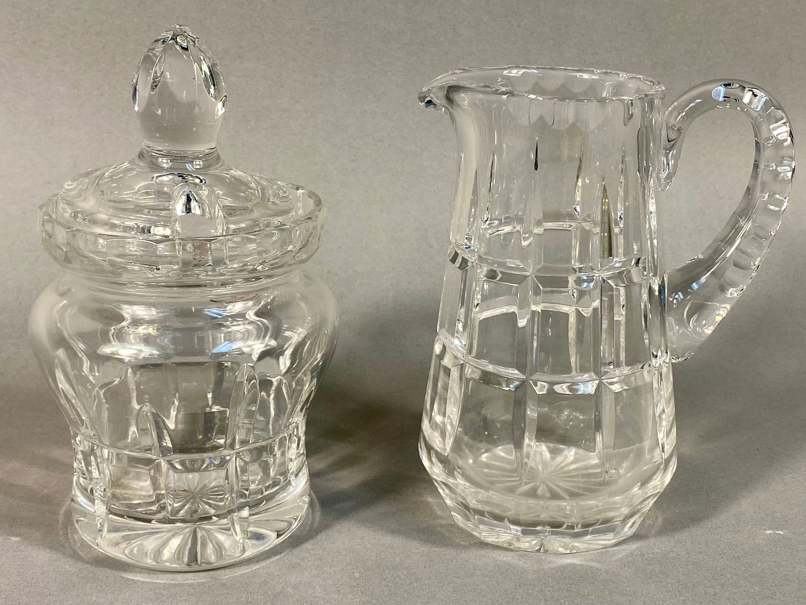 A Pair of Polish Hand Cut 24% Lead Crystal Tableware Pieces Pitcher and Lidded Jar (1 of 6)