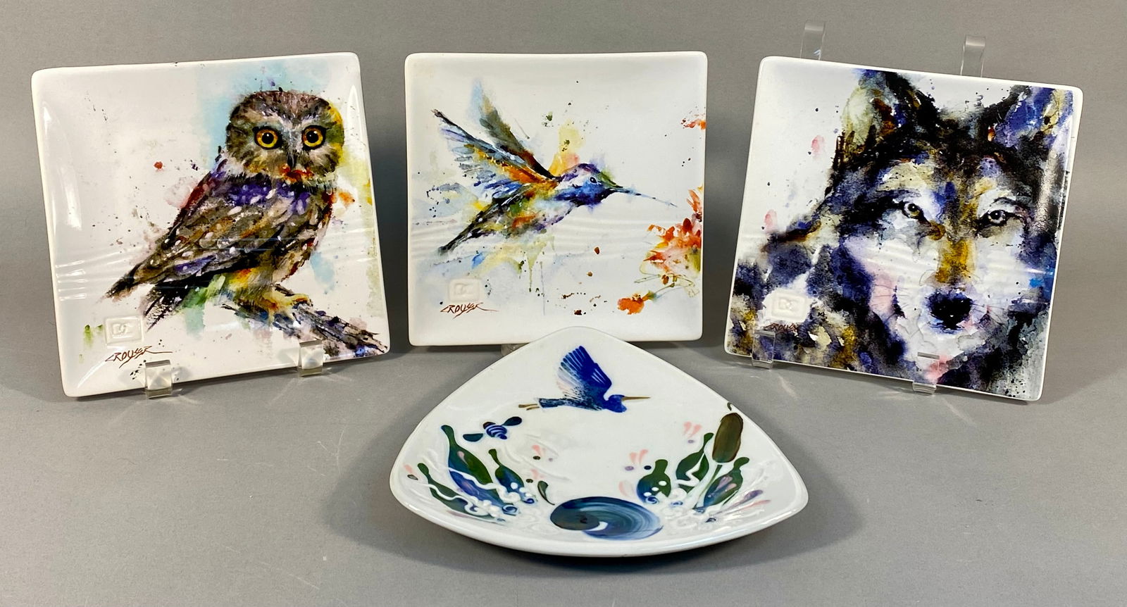 A Collection of Four Ceramic Dishes Including Three Dean Crouser for Big Sky Carvers Snack Plates (1 of 8)