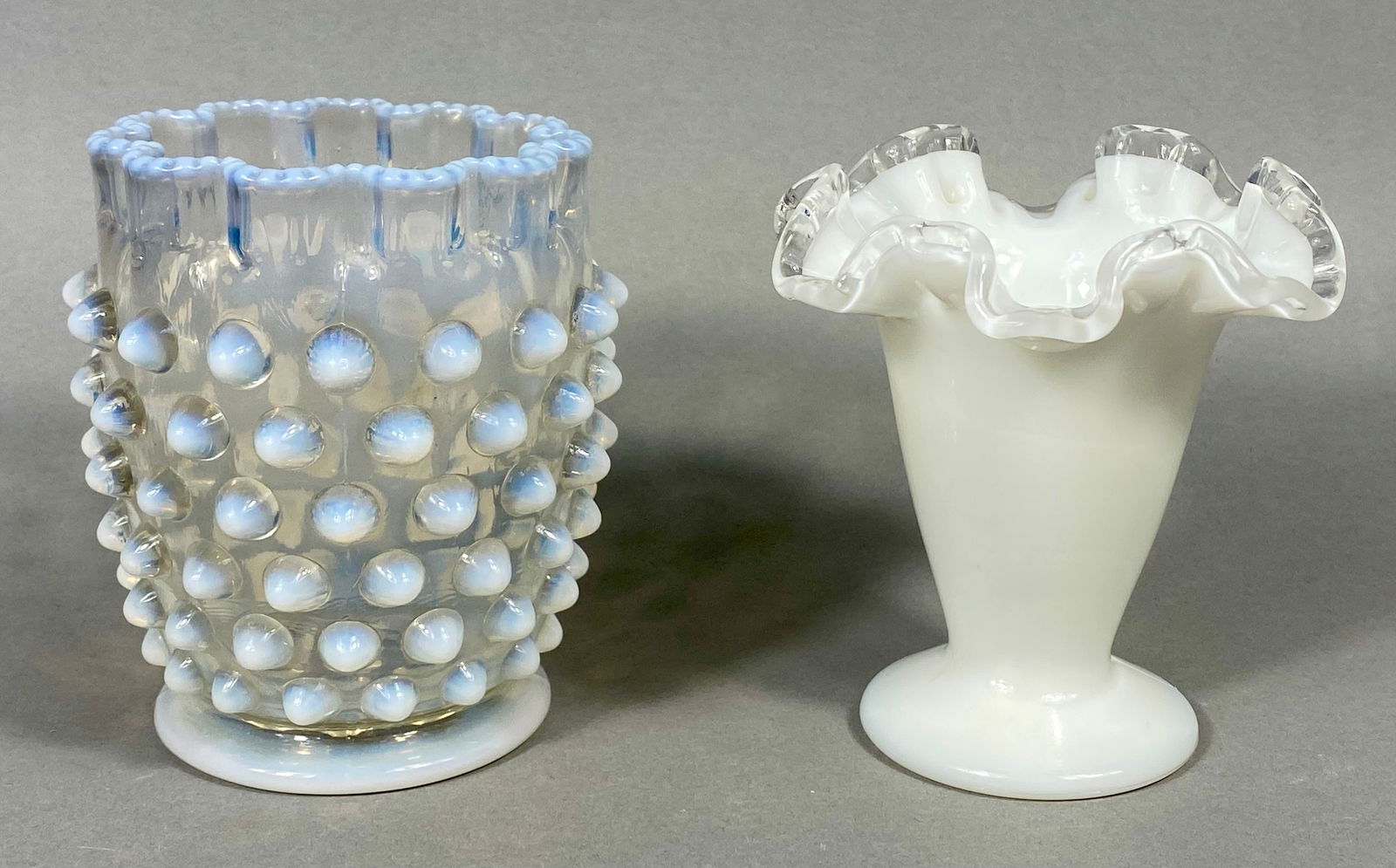A Collection of Five Pieces of Fenton Silver Crest and Opalescent Milk Glass Tableware (1 of 5)