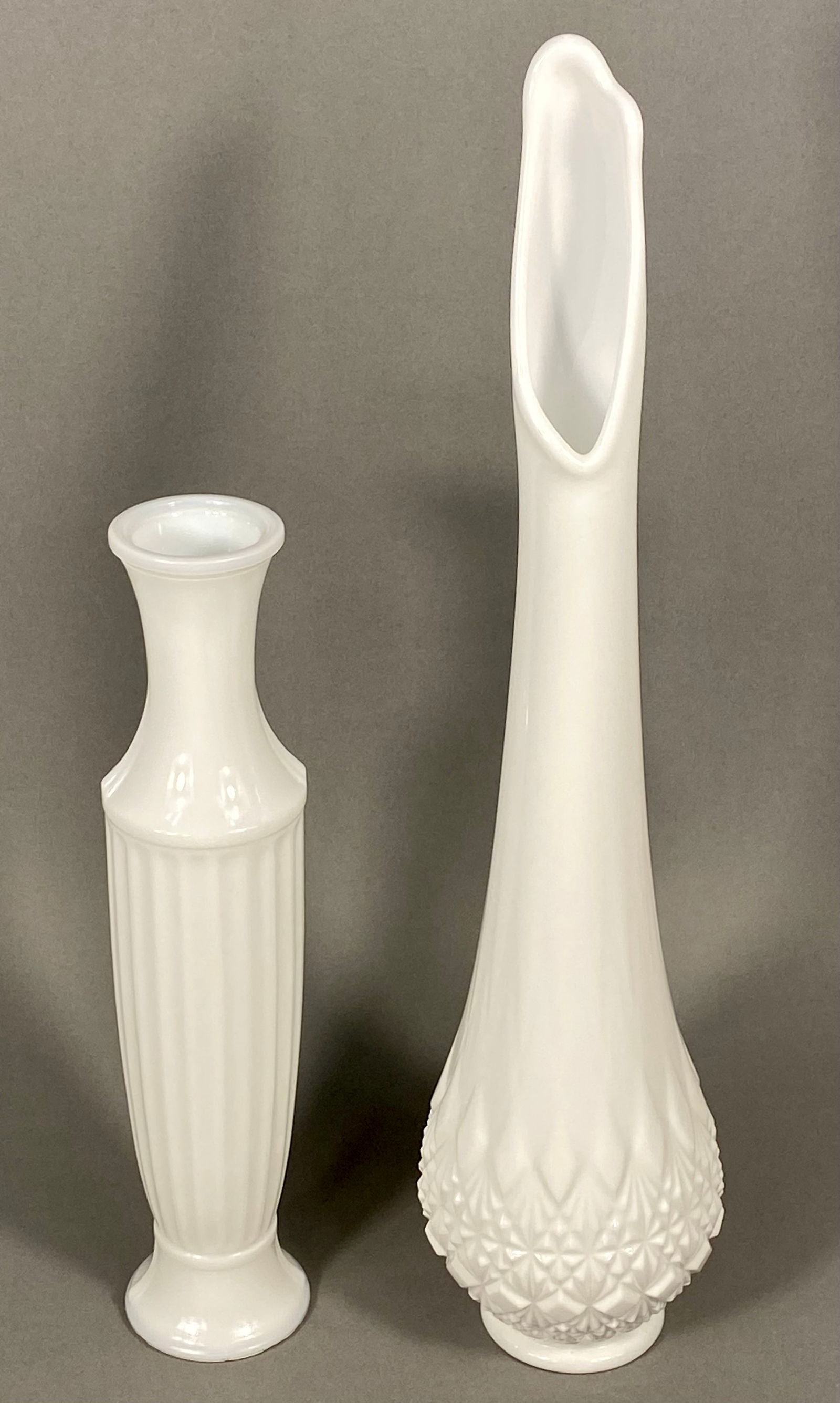 A Pair Vintage Milk Glass Vases (1 of 9)