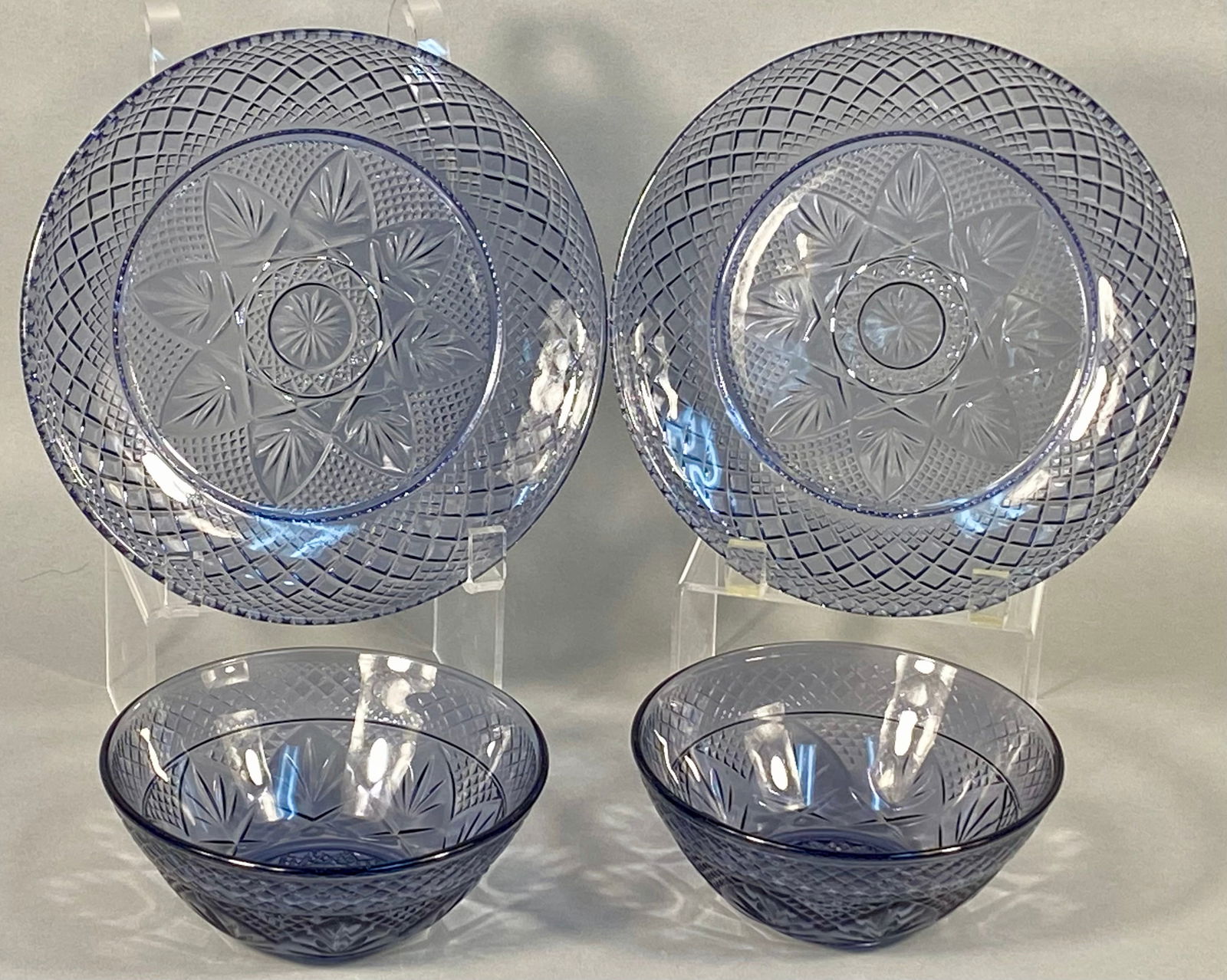 A Collection of 4 Cristal DArques Durand Antique Amethyst Pressed Glass Plates and Bowls (1 of 4)