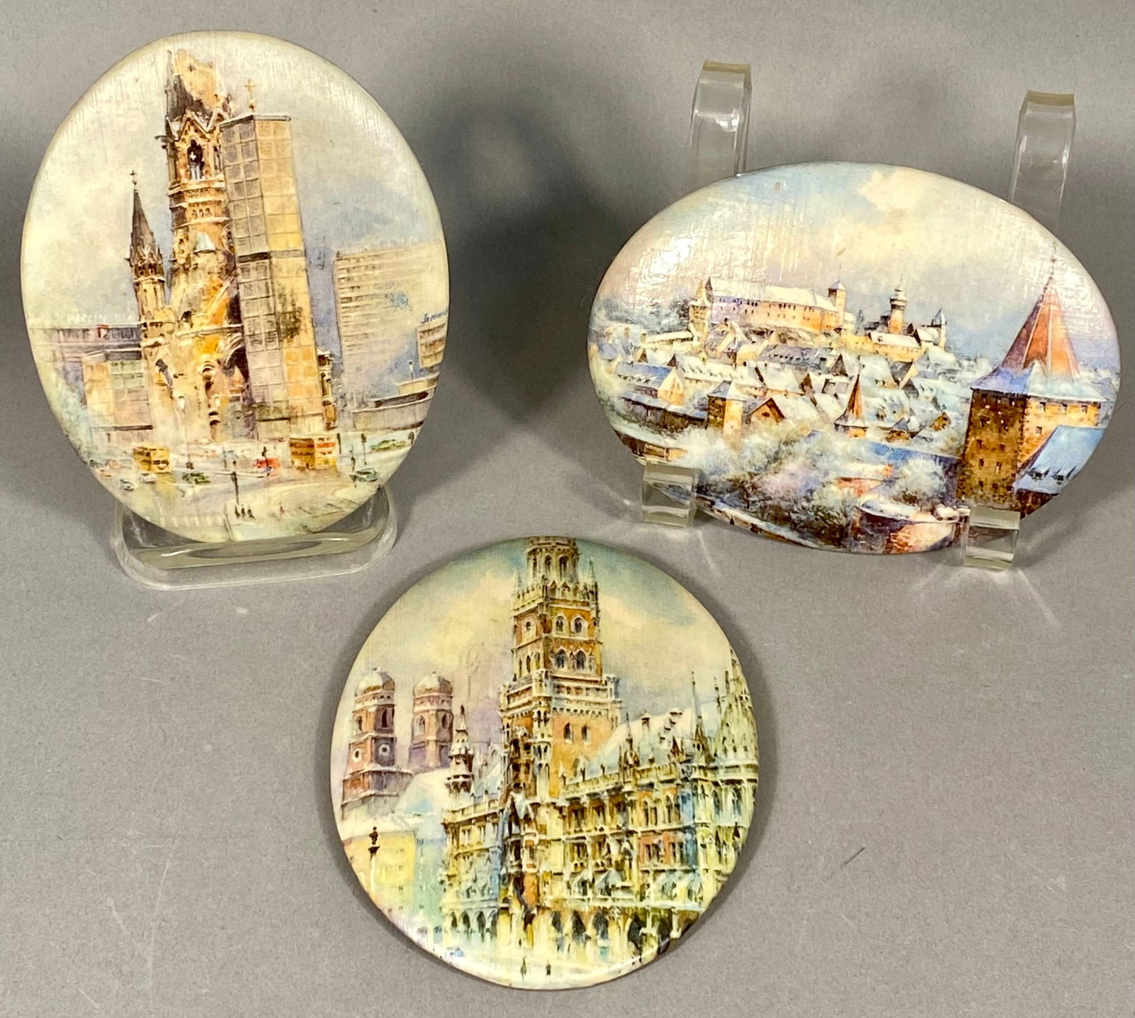 A Trio of German Cityscape Souvenir Plaques Designed by D. Nitschke (1 of 7)