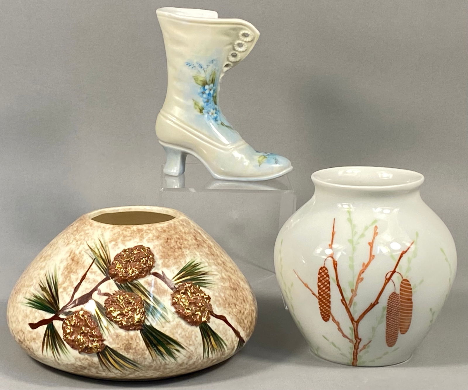A Trio of Decorative Ceramic and Porcelain Vases including Heubach (1 of 18)