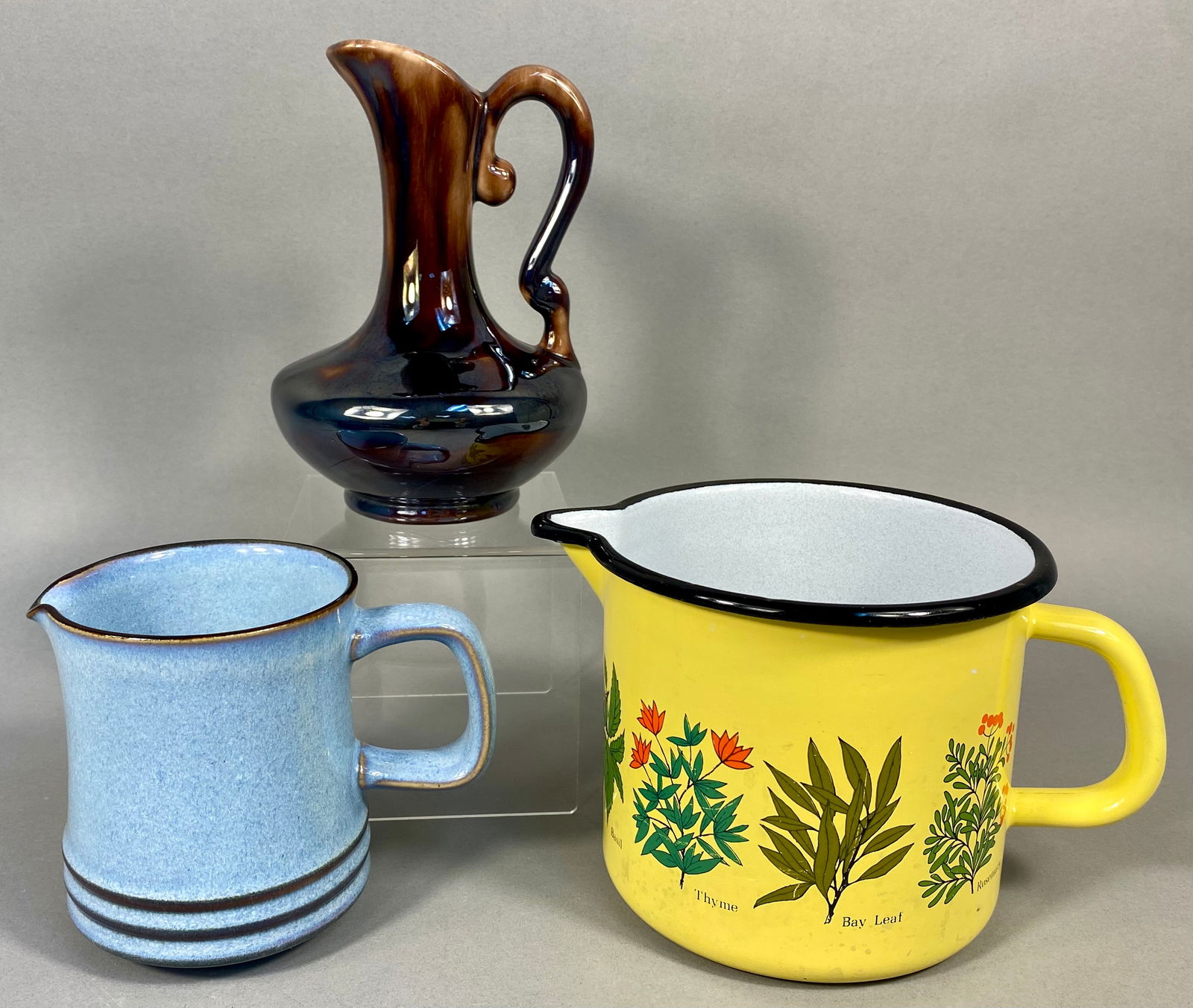 A Trio of Ceramic and Enamel Pitchers (1 of 20)
