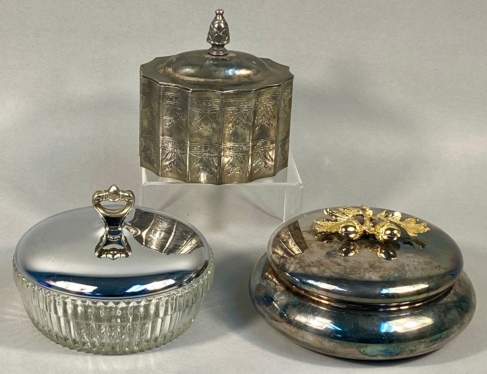 A Trio of Silver-Plated and Cut Glass Trinket Vessels including Godinger (1 of 14)