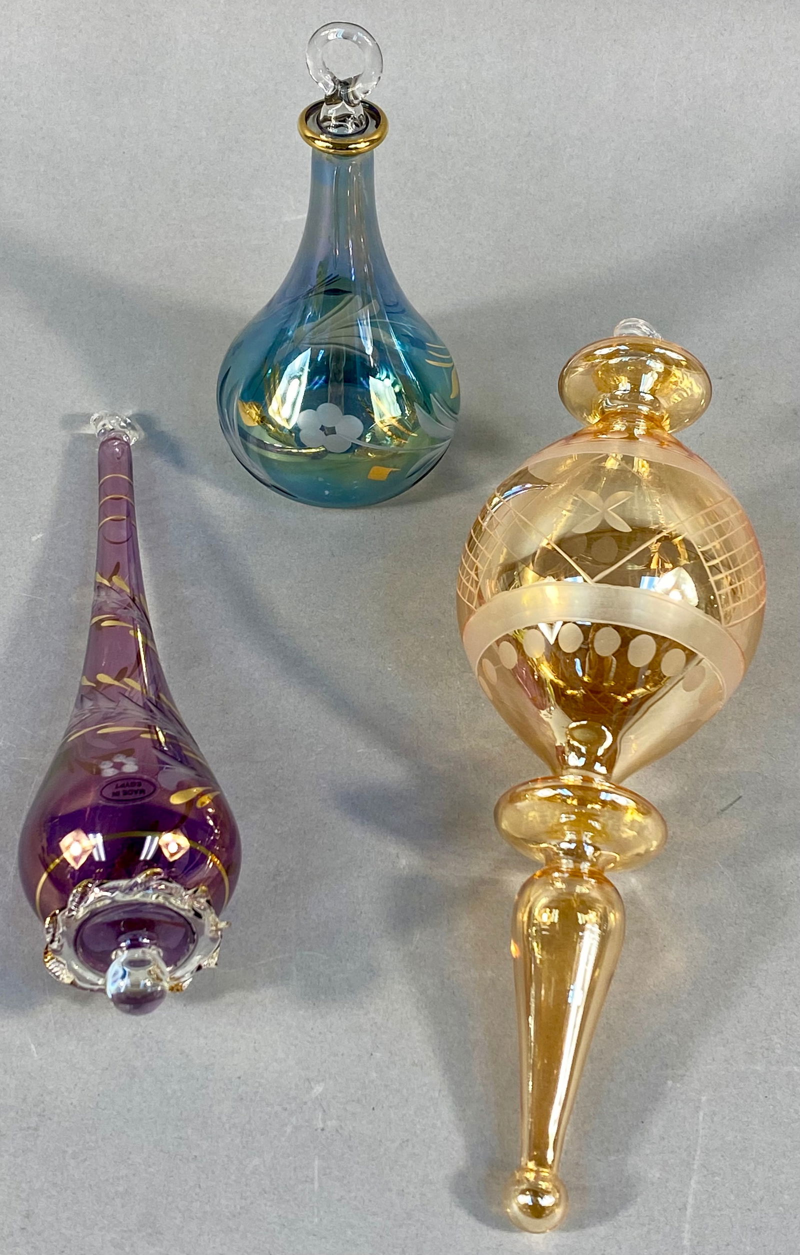 A Trio of Hand-Blown Etched Glass Ornaments (1 of 18)