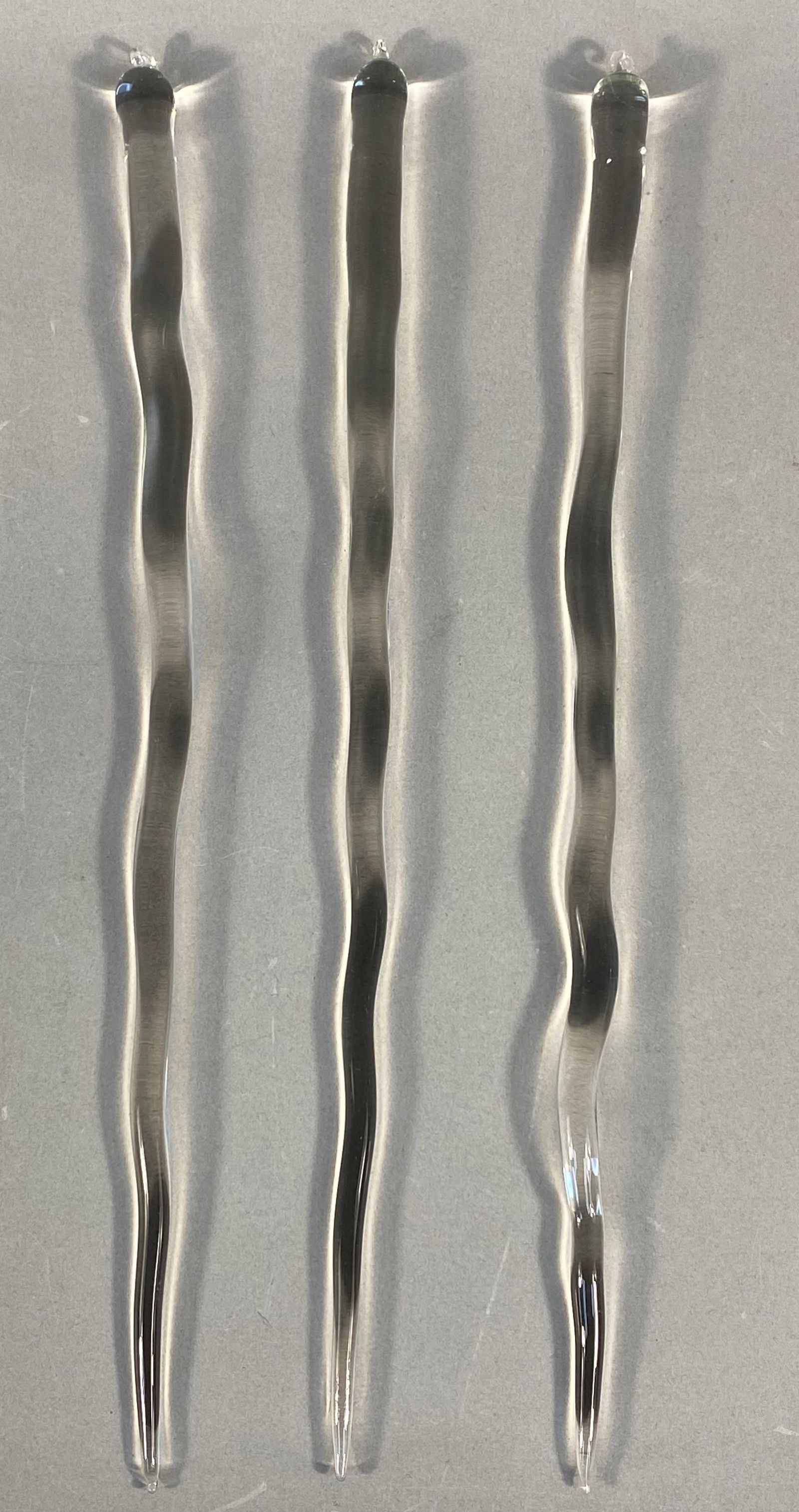 A Trio of Hand-Blown Clear Glass Icicle Ornaments (1 of 6)