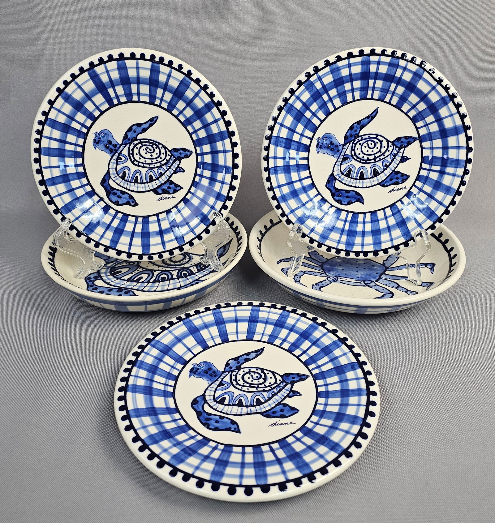 A Collection of 5 Blue Sky Authentic Stoneware Nautical Plates and Bowls by Diane (1 of 13)