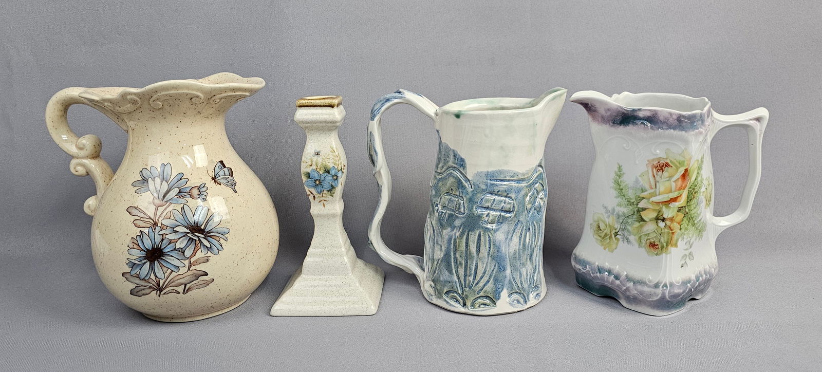 A Collection of Ceramic Pitchers and Candlestick, Mixed Styles (1 of 19)