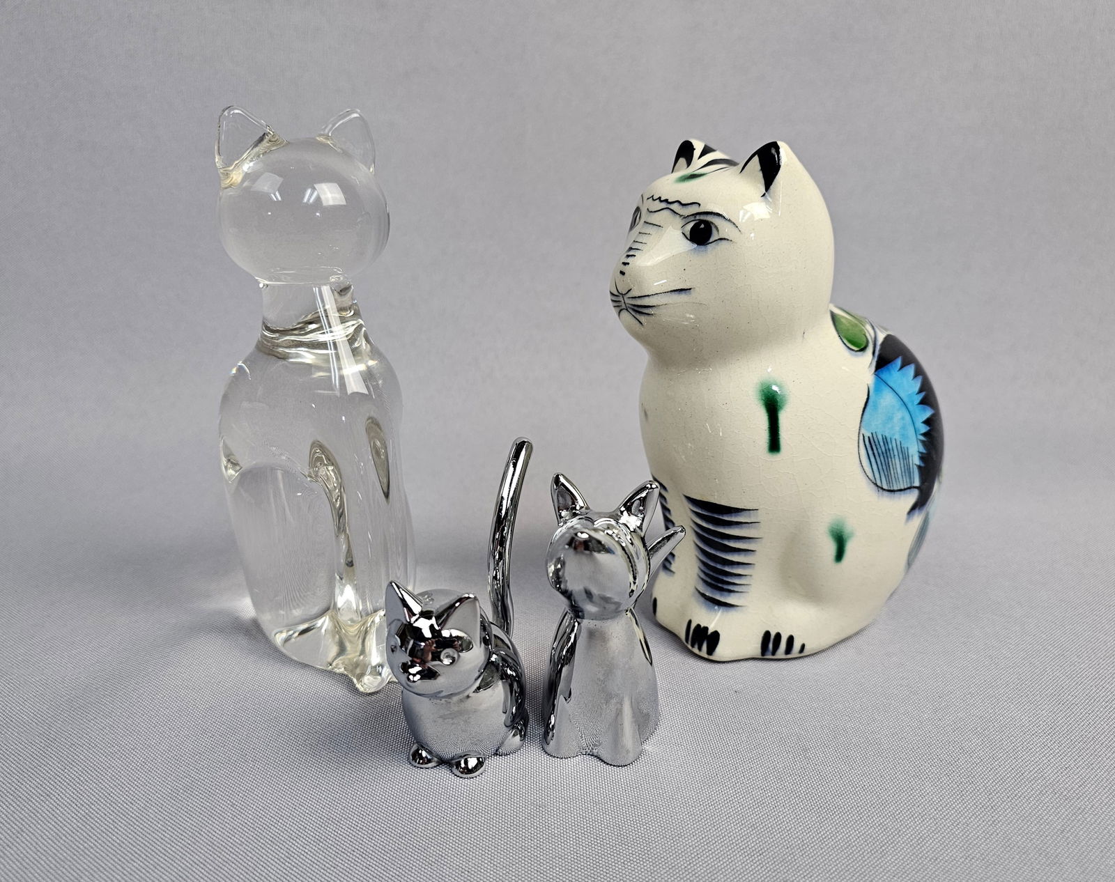 A Collection of Decorative Animal Figurines Including Tonala Mexican Folk Art Pottery Cat (1 of 15)