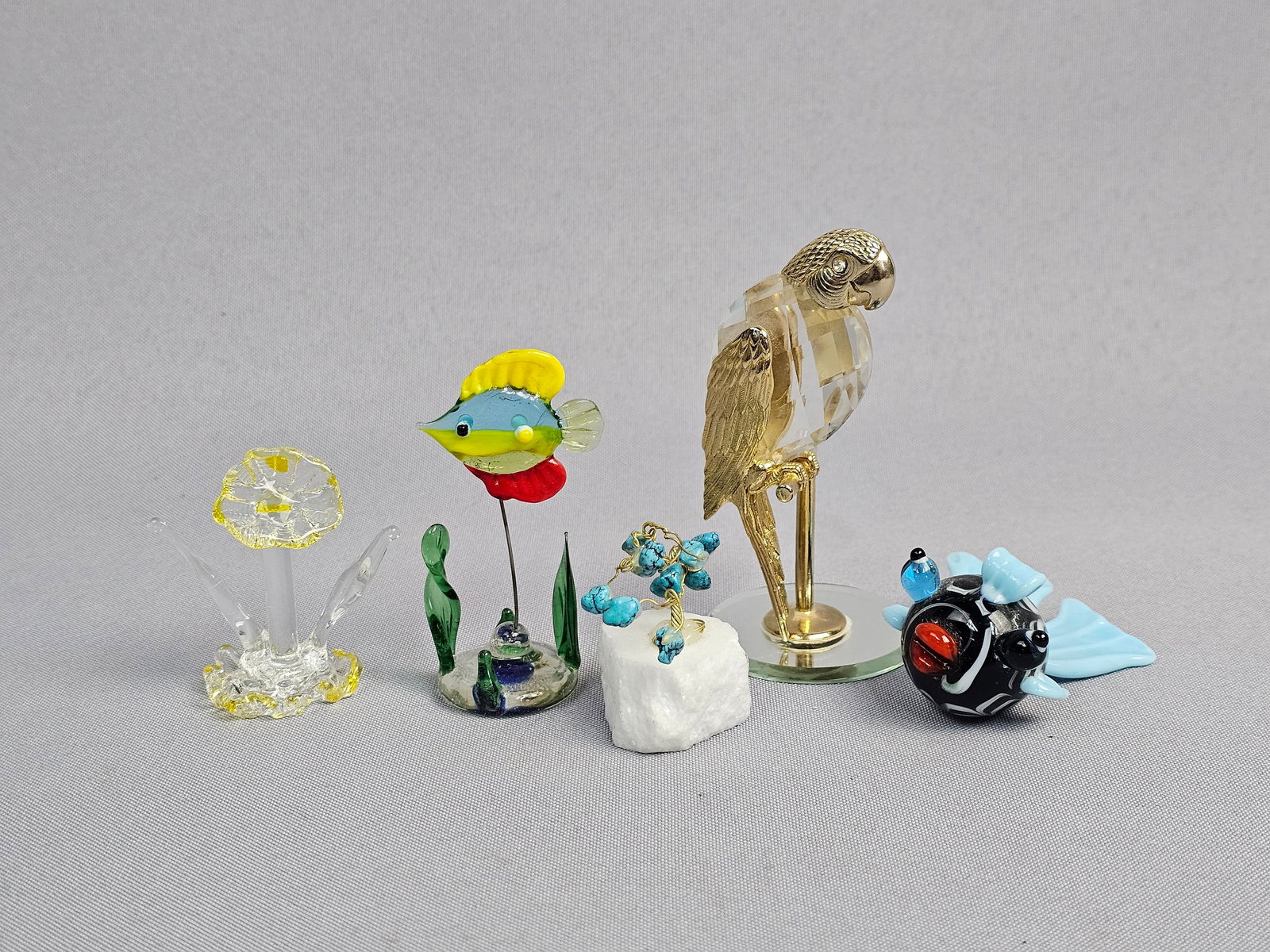 A Collection of Decorative Glass and Mixed Media Figurines including a Manon Swarovski Crystal (1 of 14)