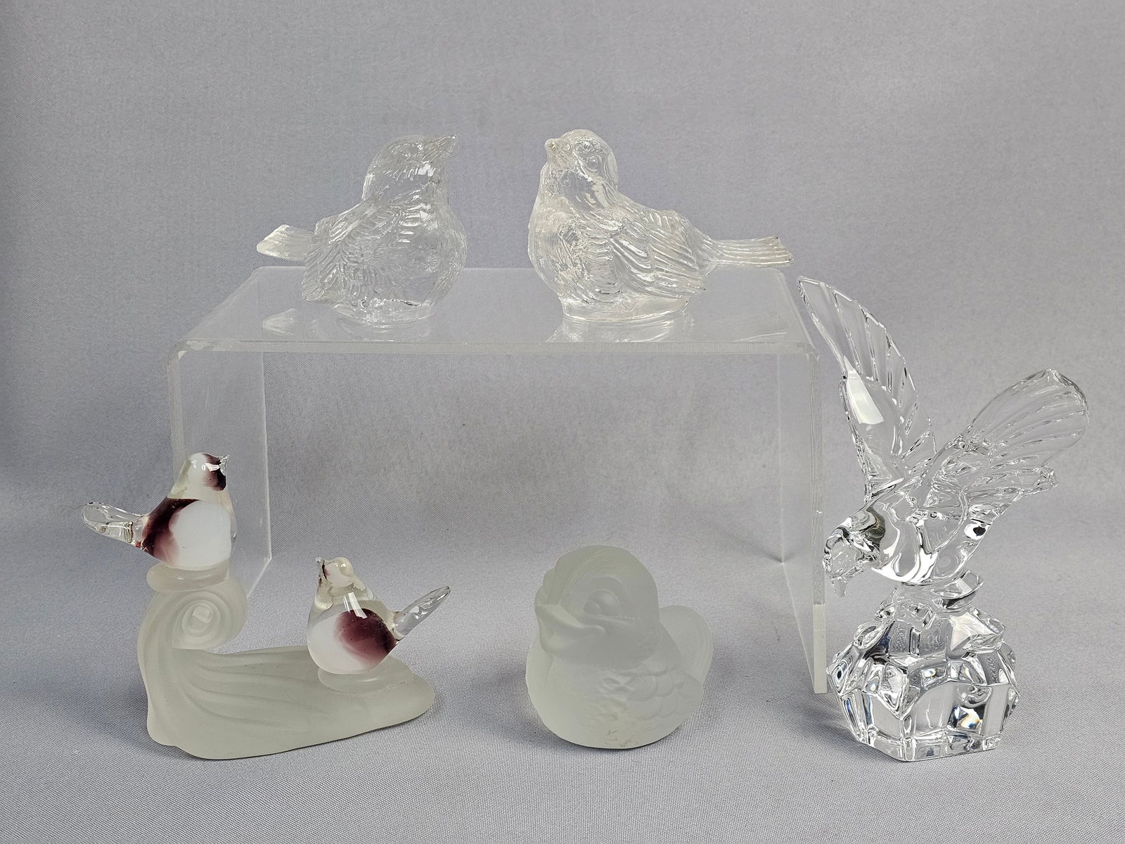 A Collection of Glass and Crystal Bird Figurines including Val St Lambert and Goebel (1 of 17)