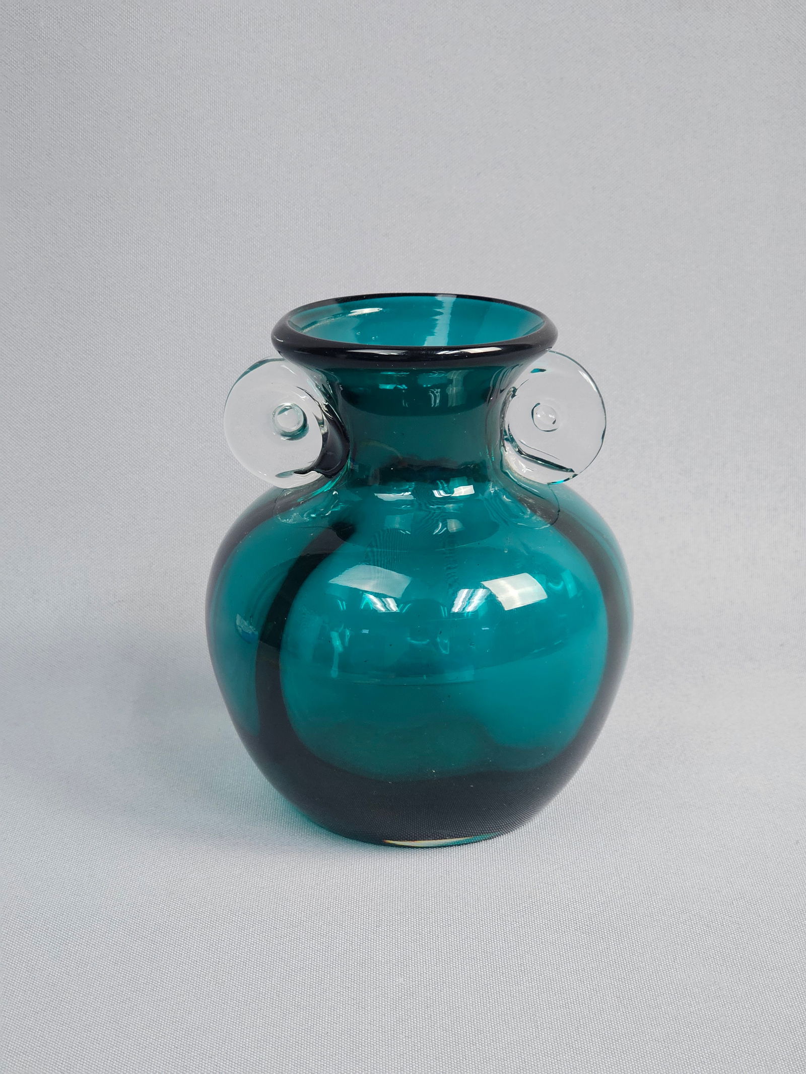 A Mid-Century Modern Style Hand Blown Art Glass Vase with Applied Handles (1 of 10)