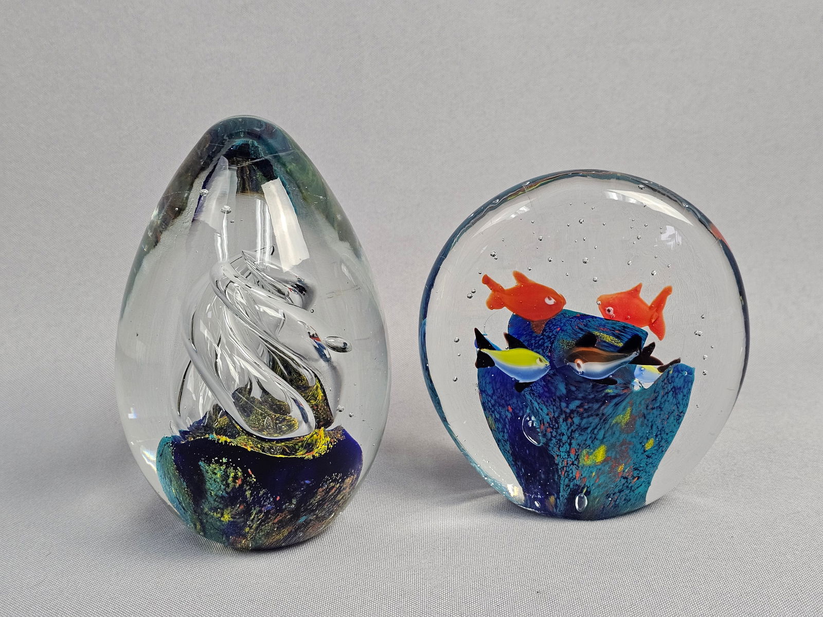 Two Hand-Blown Art Glass Paperweights (1 of 9)