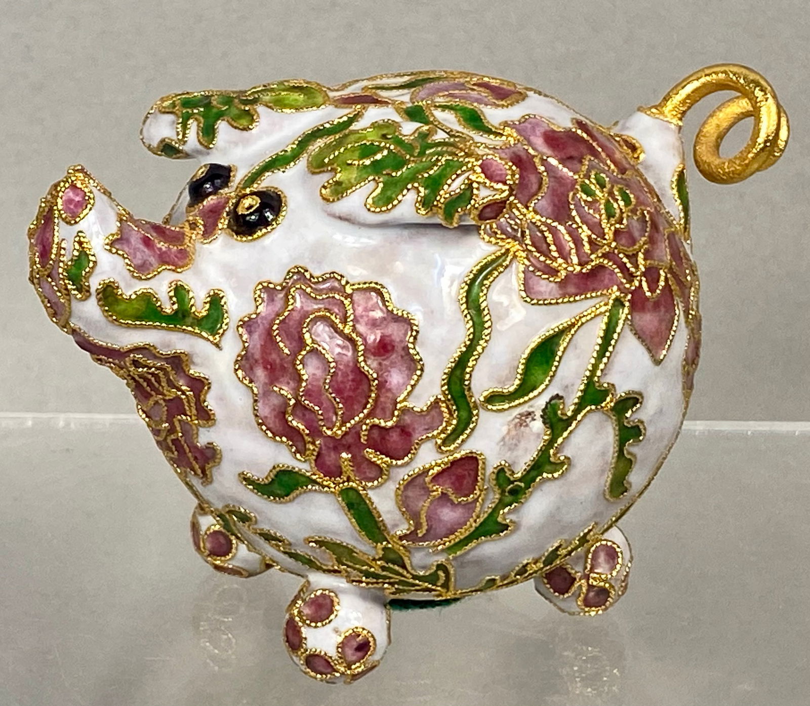 Vintage Cloisonne Enamel Pig Figurine (1 of 8)