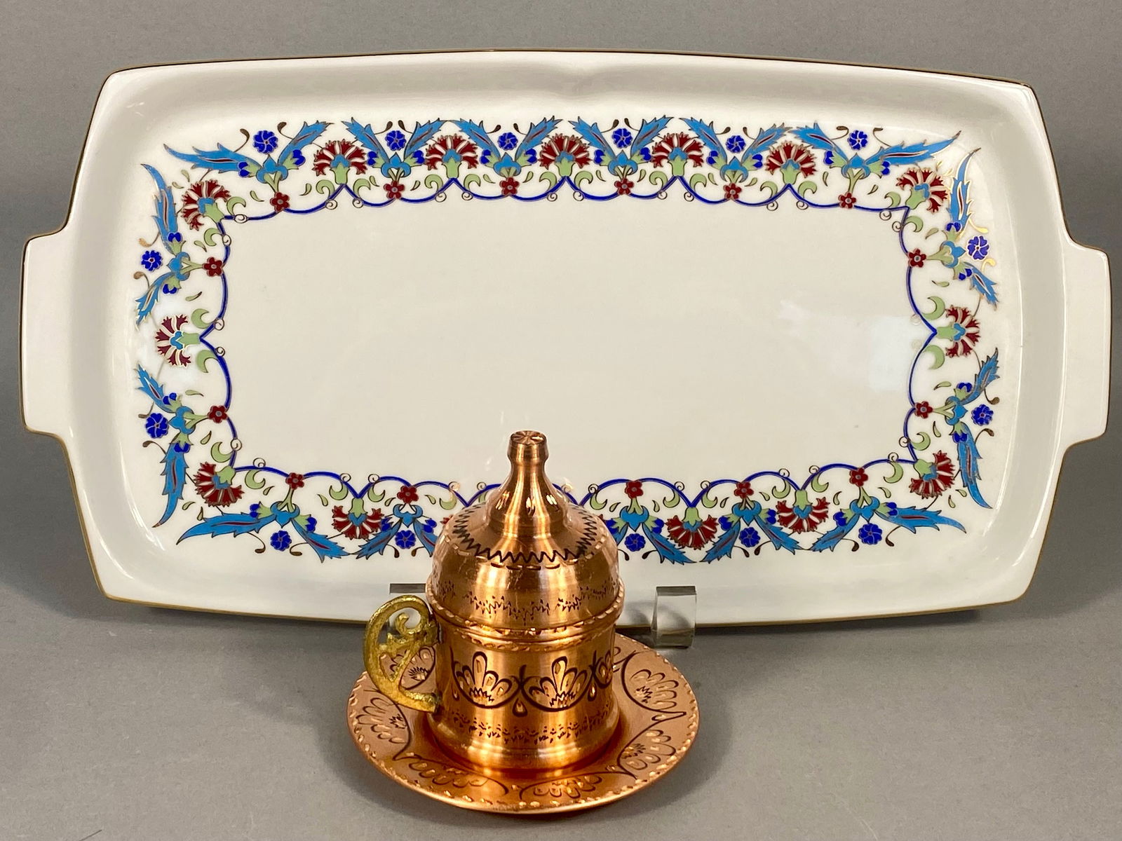 Two Porland Tableware Items comprising a Porcelain Tray and a Turkish Coffee Service (1 of 7)