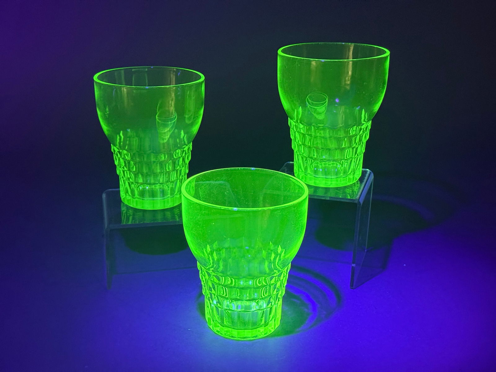 A Trio of Anchor Hocking Windsor Pattern Uranium Glass Tumblers (1 of 5)