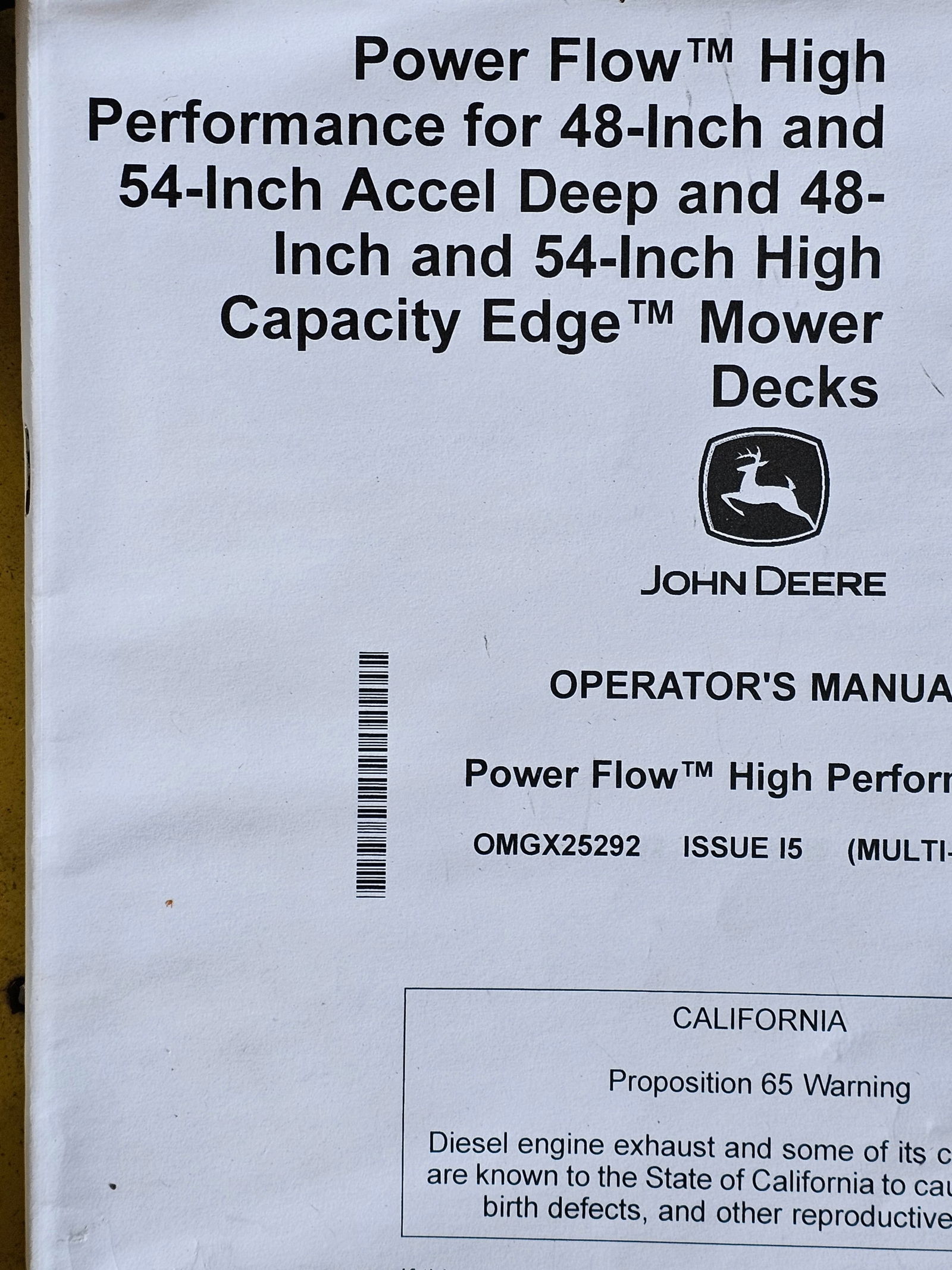 John Deere 54-Inch Accel Deep Mower Deck - 9