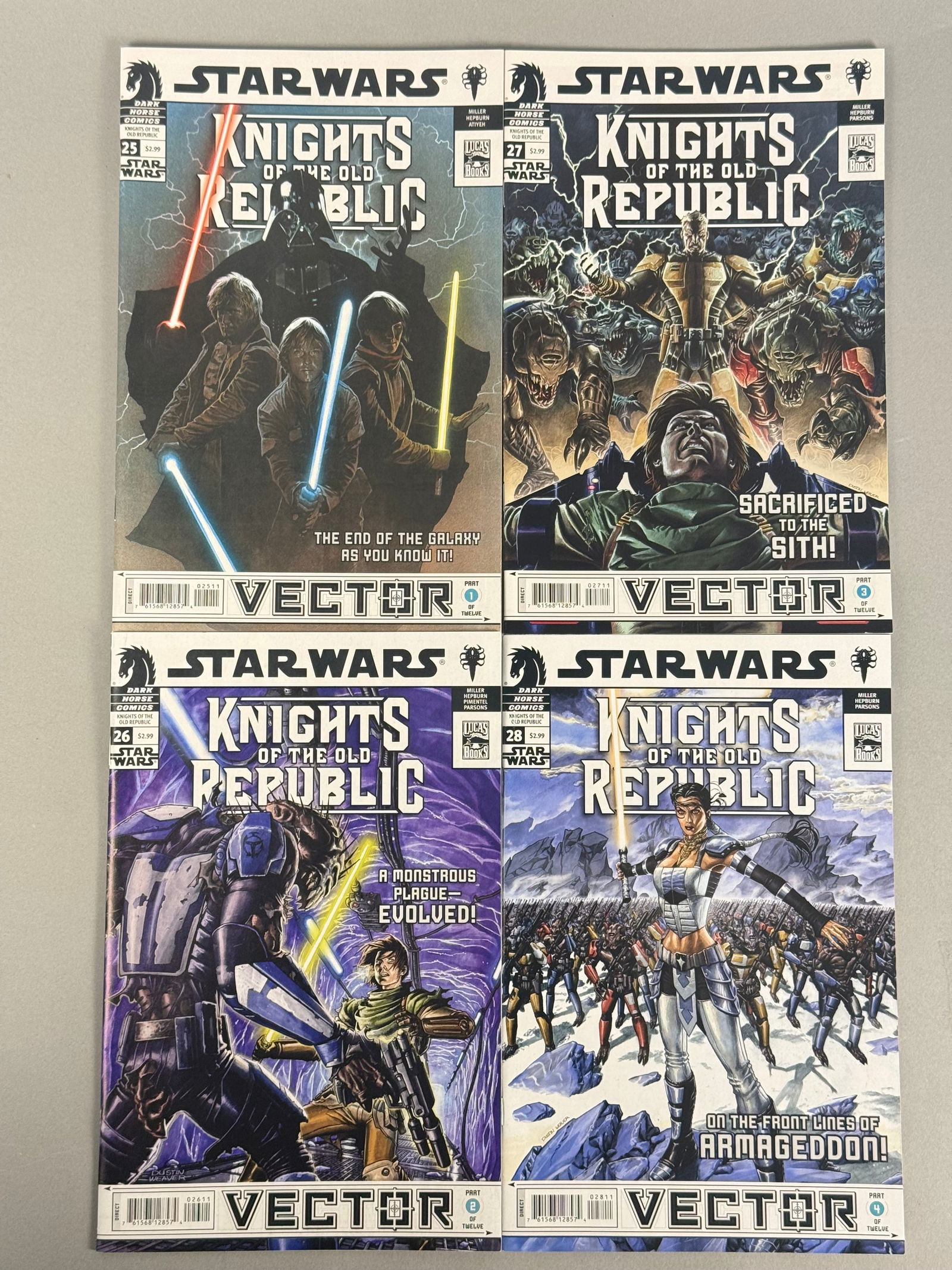 An Assortment of Dark Horse Comics Star Wars Comic Books Including Dark Times and Knights of the Old: An assortment of modern-era Star Wars comic books published by Dark Horse Comics and Lucas Books. The collection includes titles such as Knights of the Old Republic, Rebellion, Dark Times, and the