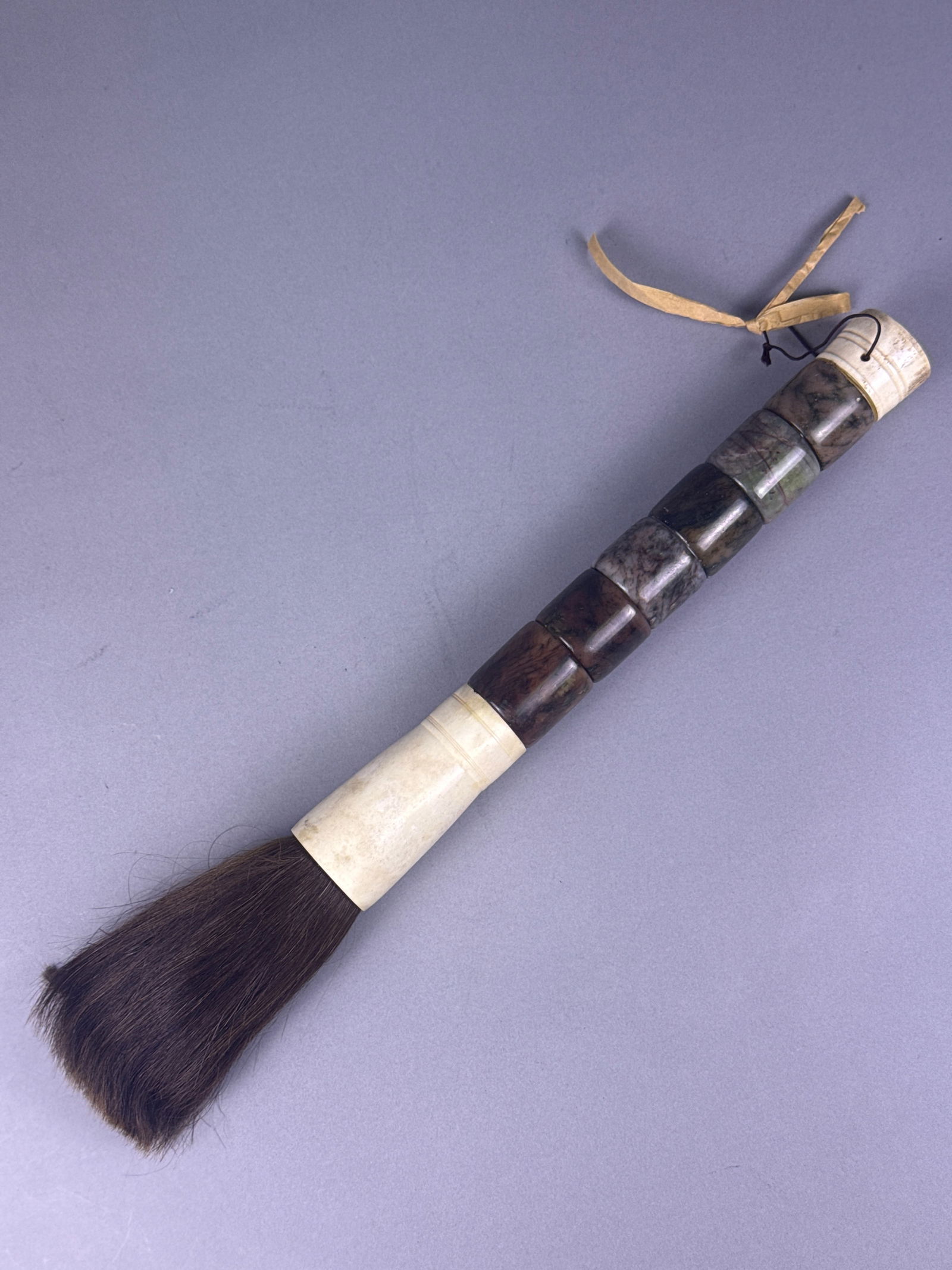 A Large Chinese Calligraphy Brush with Segmented Stone Handle (1 of 11)