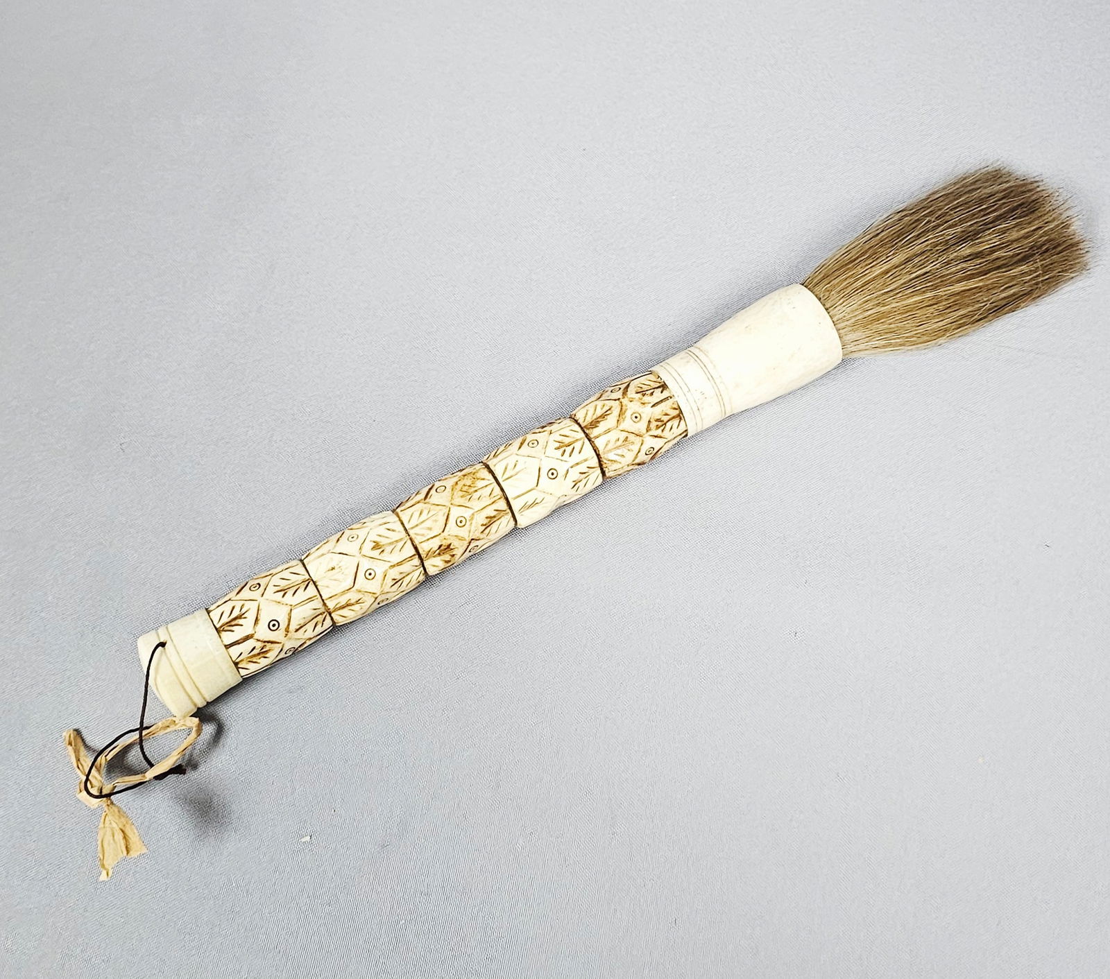 Carved Bone Calligraphy Brush with Lucky Pattern - 10