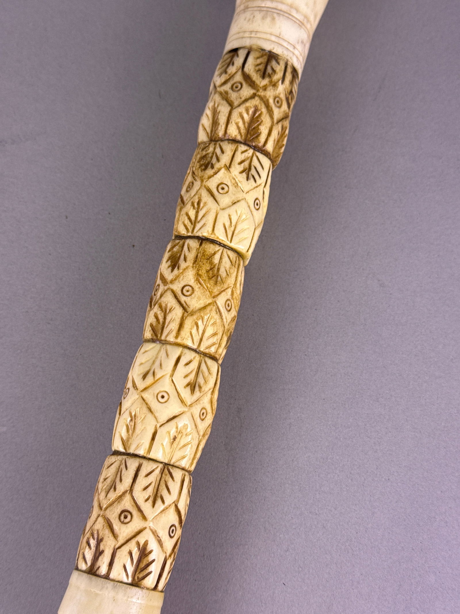 Carved Bone Calligraphy Brush with Lucky Pattern - 3