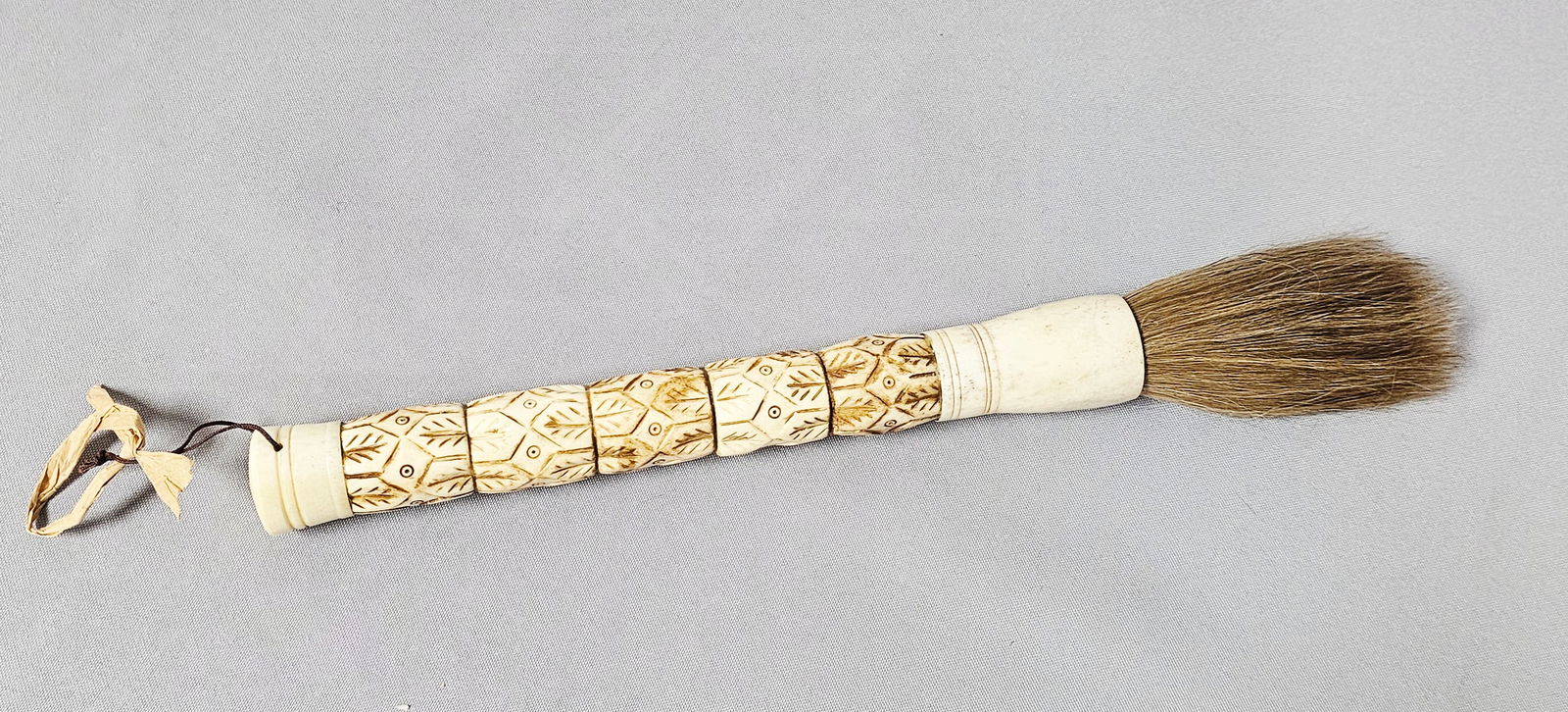 Carved Bone Calligraphy Brush with Lucky Pattern - 5