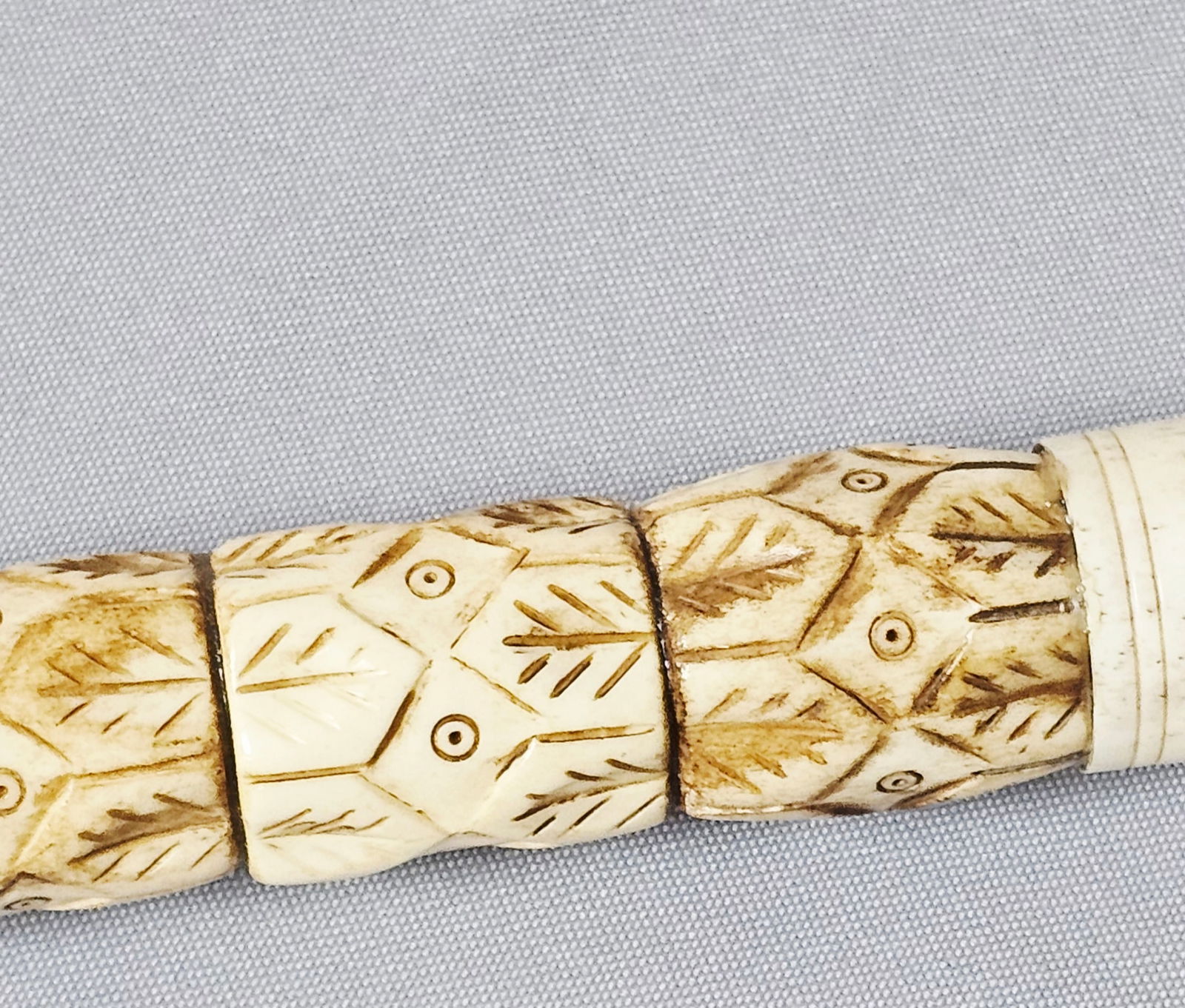 Carved Bone Calligraphy Brush with Lucky Pattern - 6