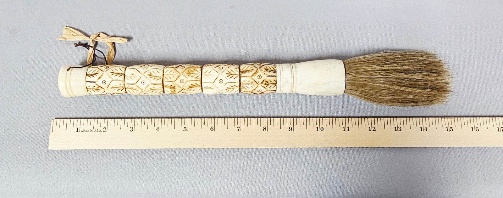 Carved Bone Calligraphy Brush with Lucky Pattern - 9