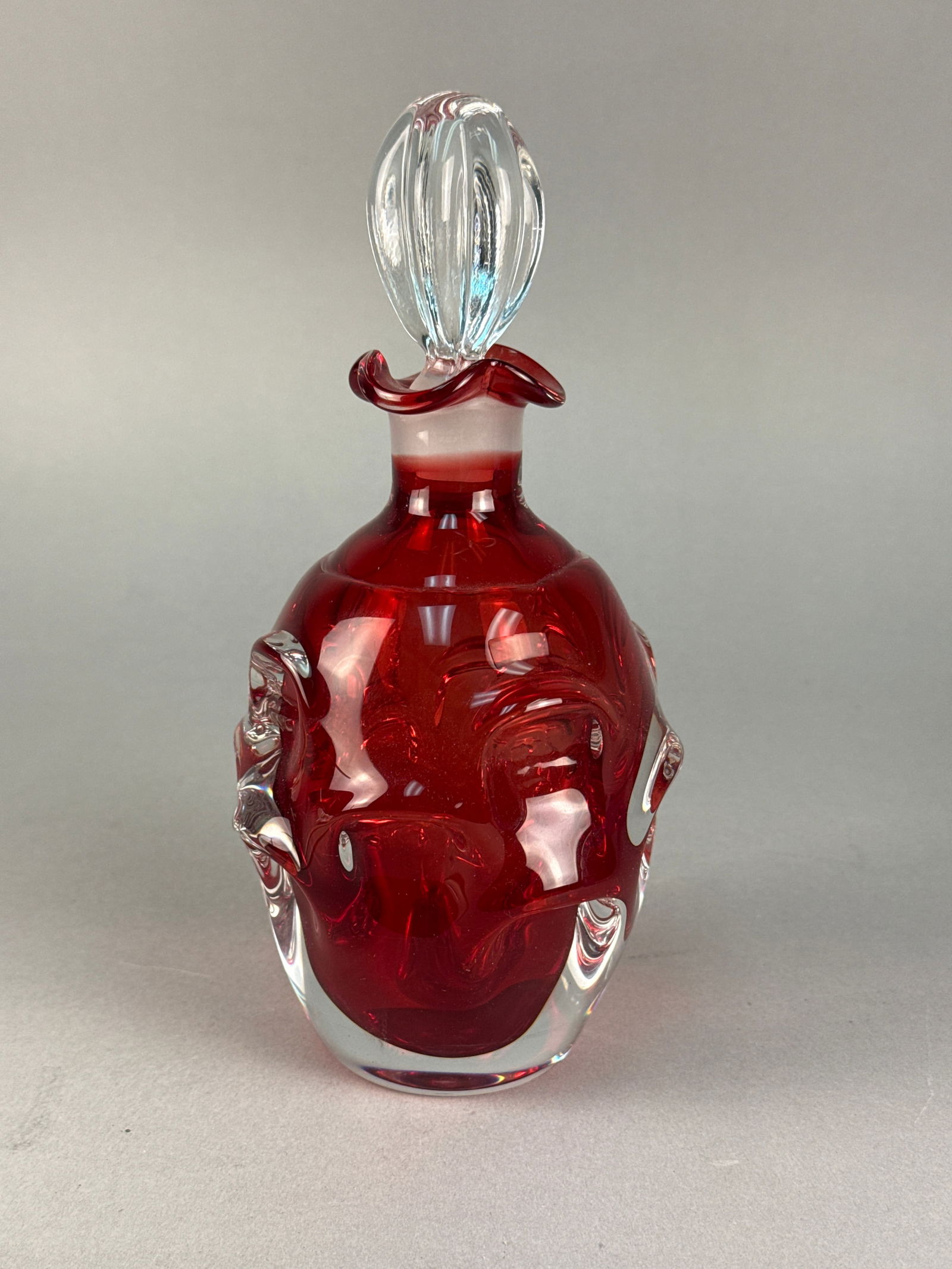 Modern Ruby Red Art Glass Decanter (1 of 5)