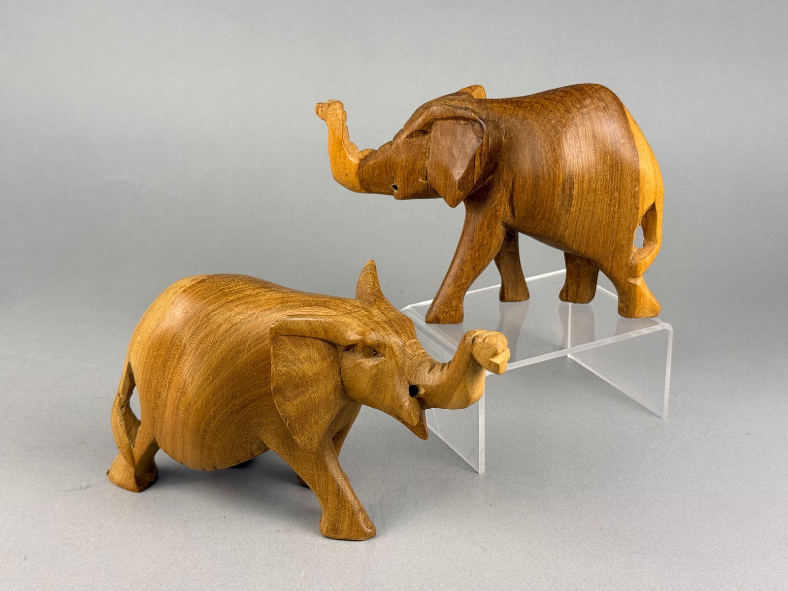 A Pair of Hand-Carved Wooden Elephant Figurines (1 of 7)