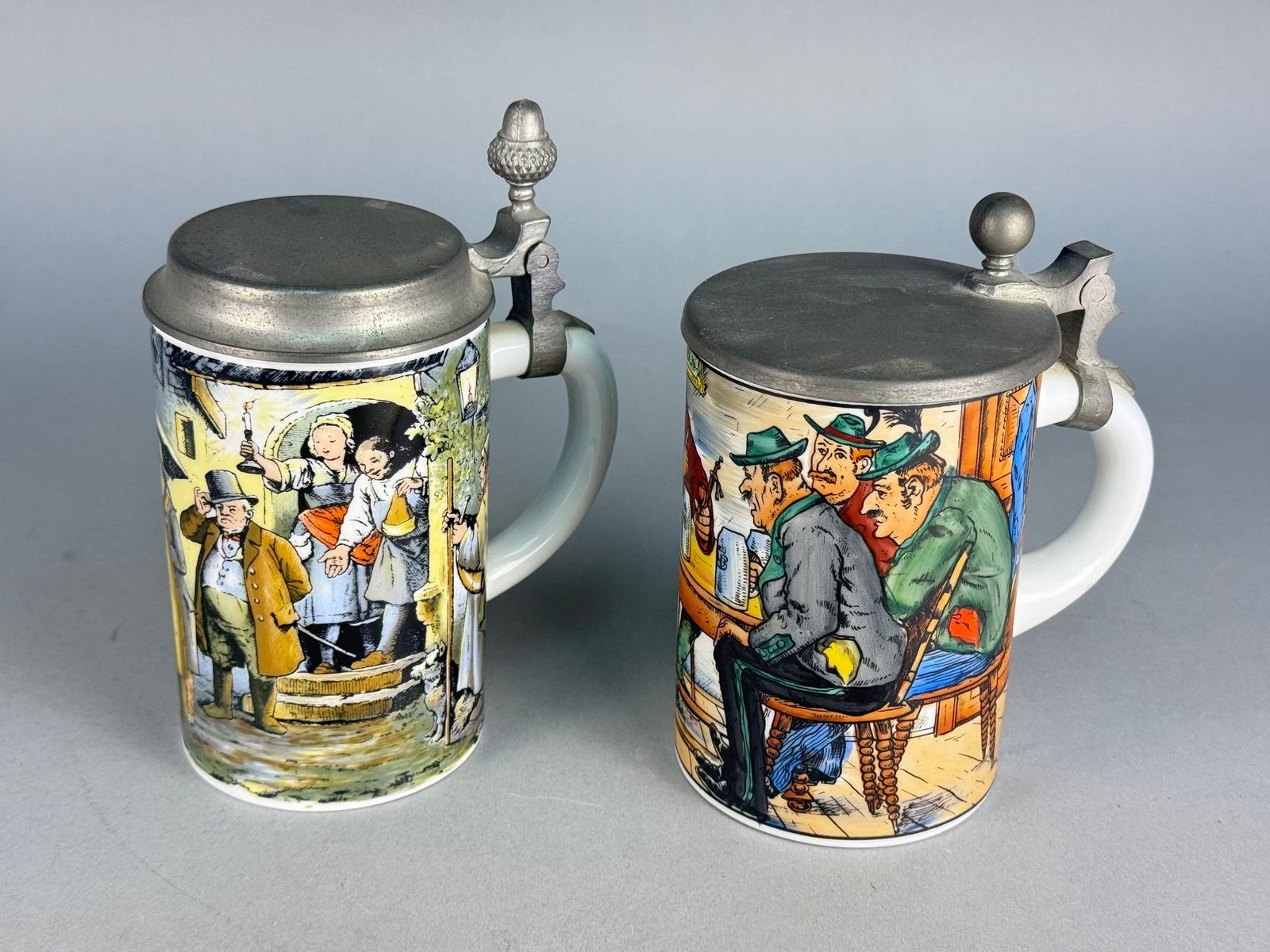 A Pair of Kaiser Alka-Kunst West German Porcelain Beer Steins No. 359 (1 of 6)
