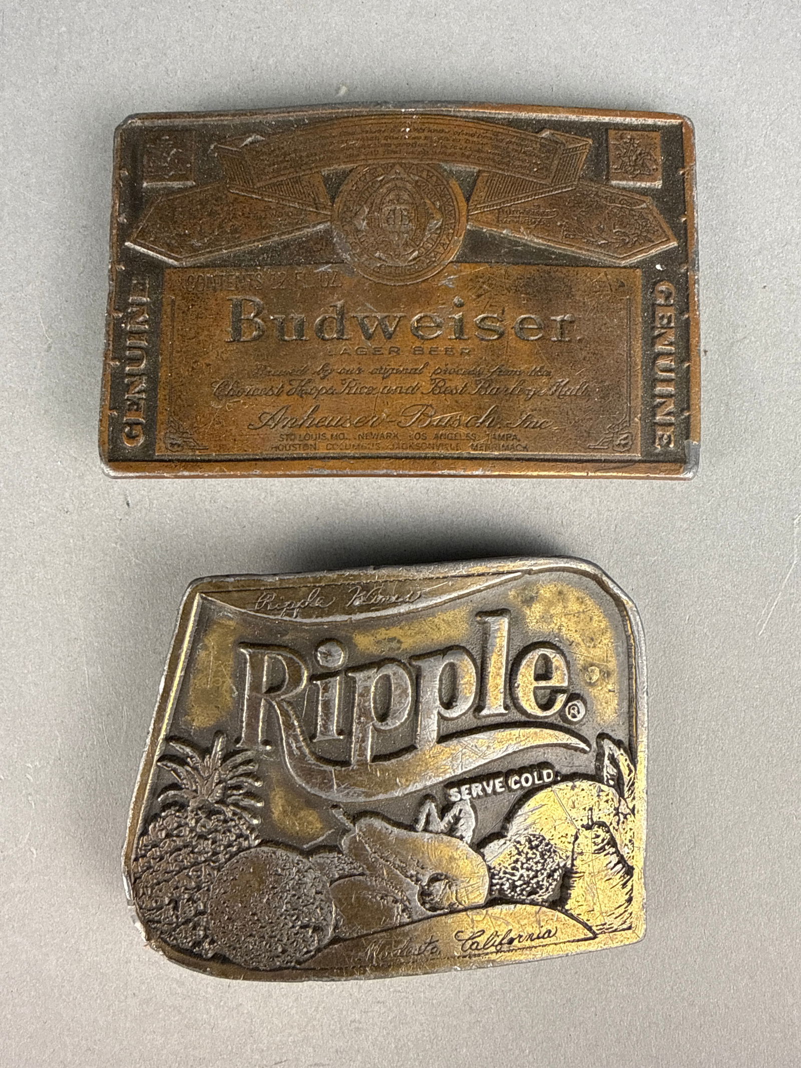 Two Vintage Beverage Advertising Belt Buckles (1 of 3)