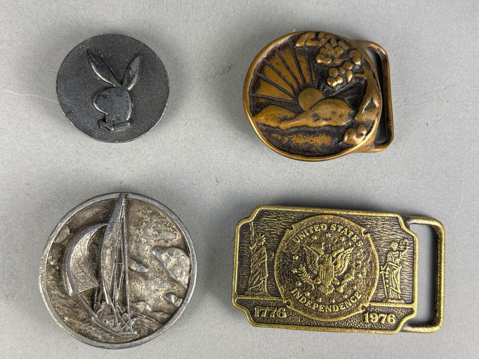 A Collection of Vintage Cast Metal Belt Buckles Including Tech Ether Guild Colorado Sunrise (1 of 4)