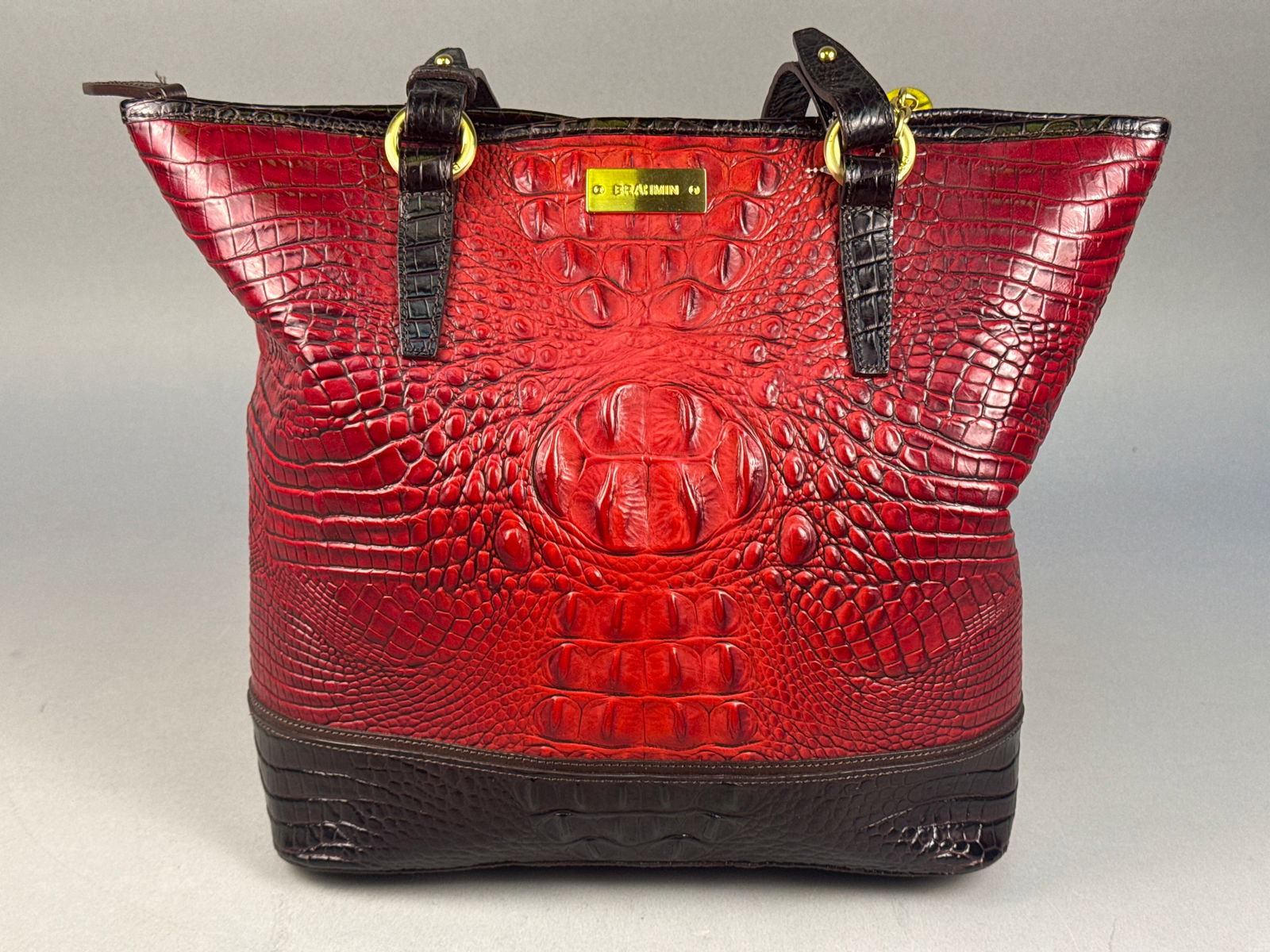 Brahmin Medium Asher Melbourne Croc Embossed Leather Tote Bag (1 of 6)