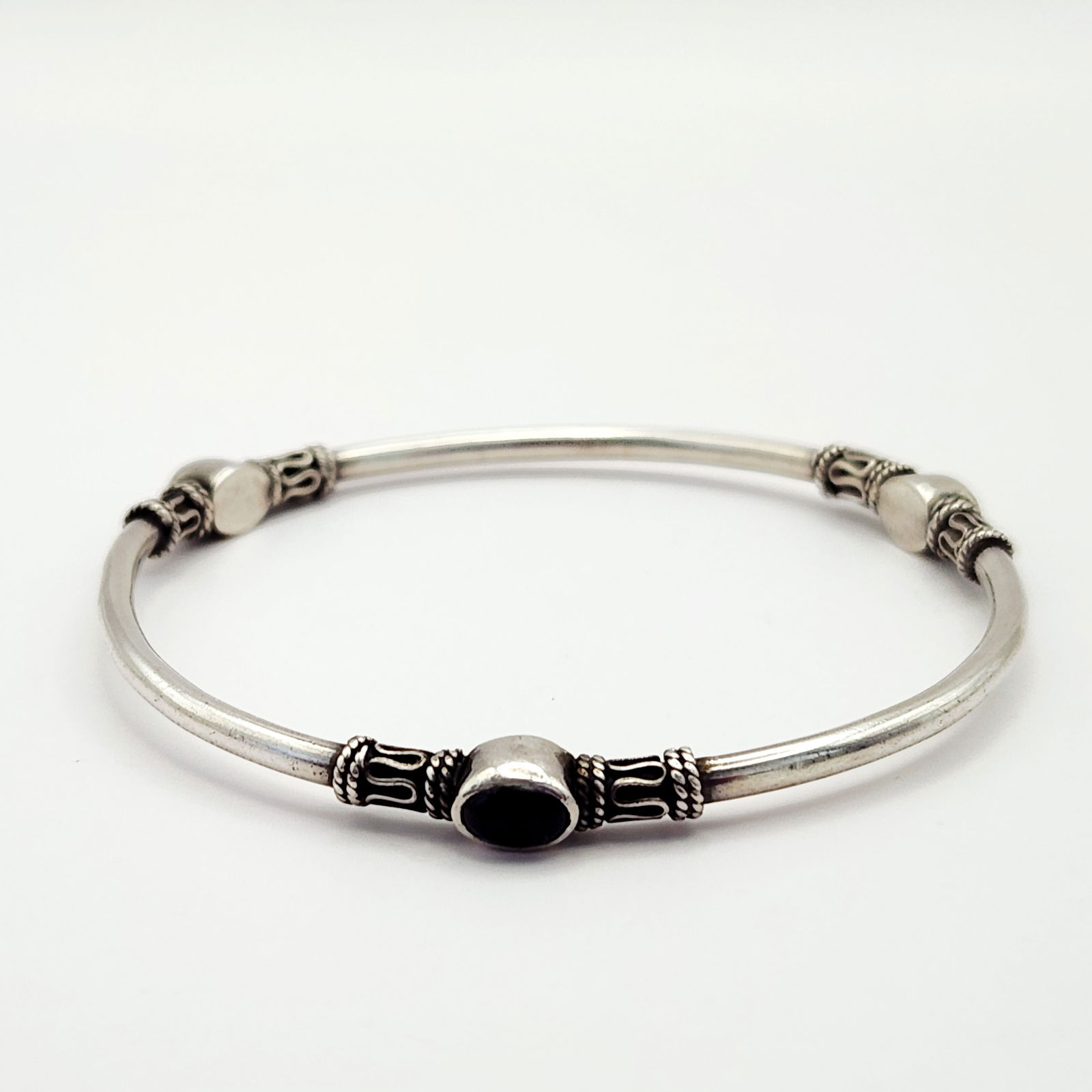 Sterling Silver Gemstone Bangles 25.4 Grams - 4
