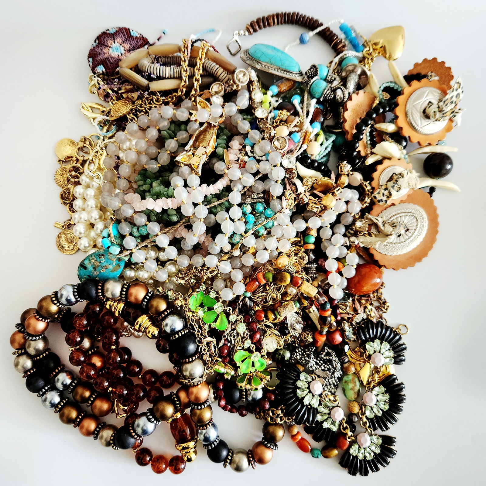 Mystery Lot of Costume Jewelry Necklaces: Contents not inspected. Weight: Approximately 6 lbs